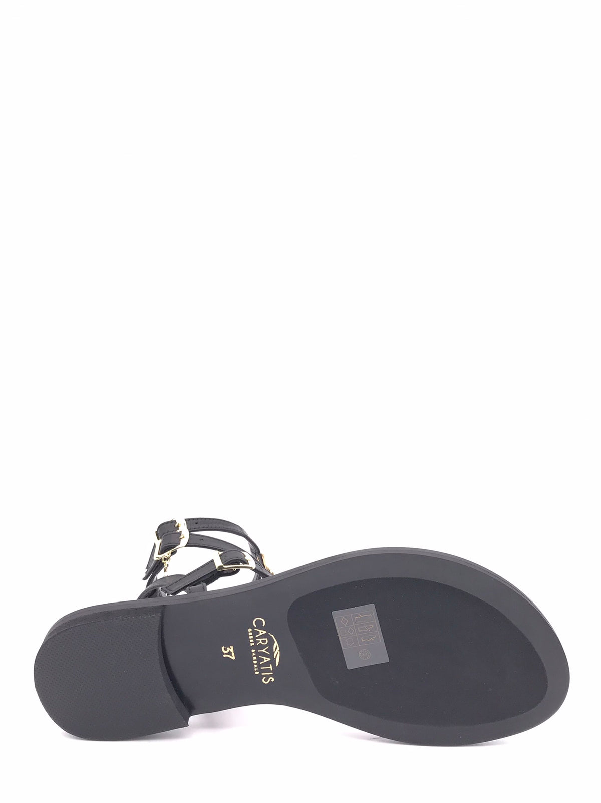 Sandalo infradito con accessorio foglia oro 621009 NERO CARYATIS 