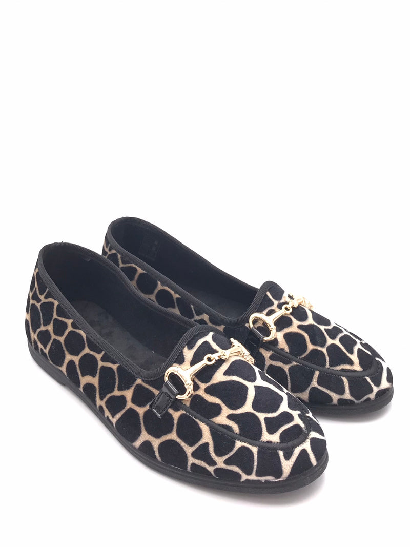 Pantofola Pika in panno con stampa giraffa nero-multi PA1281 NERO-MULTI GRUNLAND 