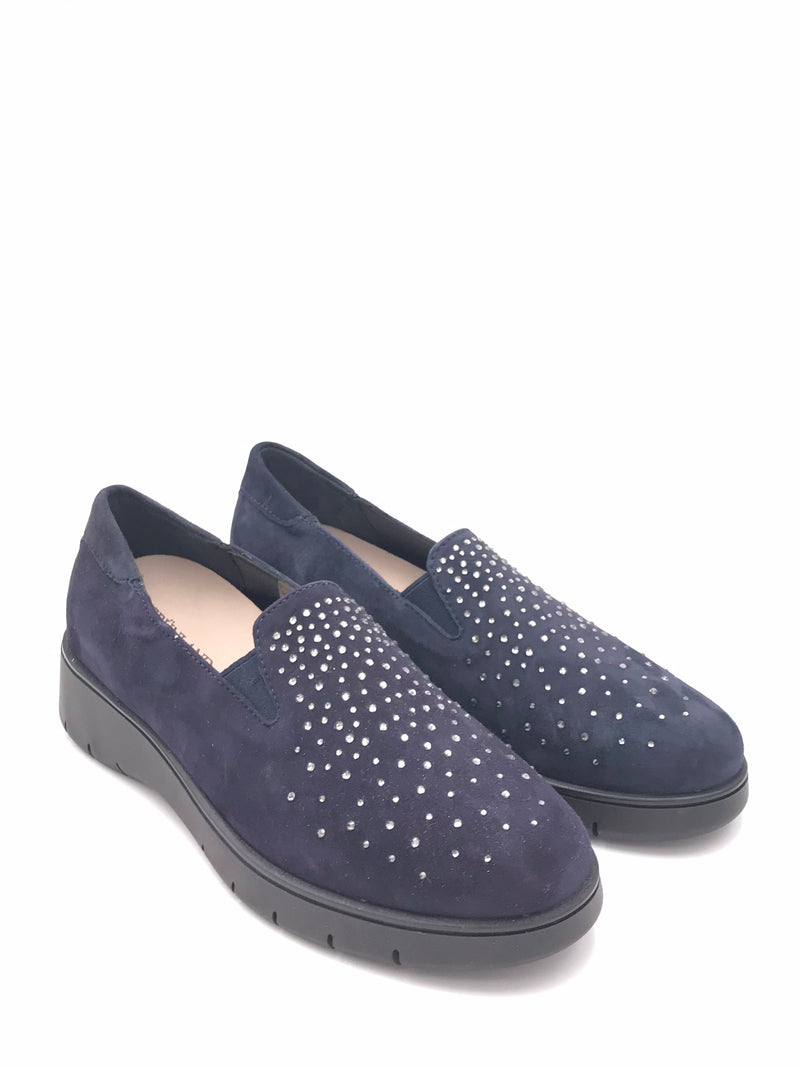 Scarpa Tass in camoscio blu con strass<BR/> SC2179 BLU GRUNLAND 