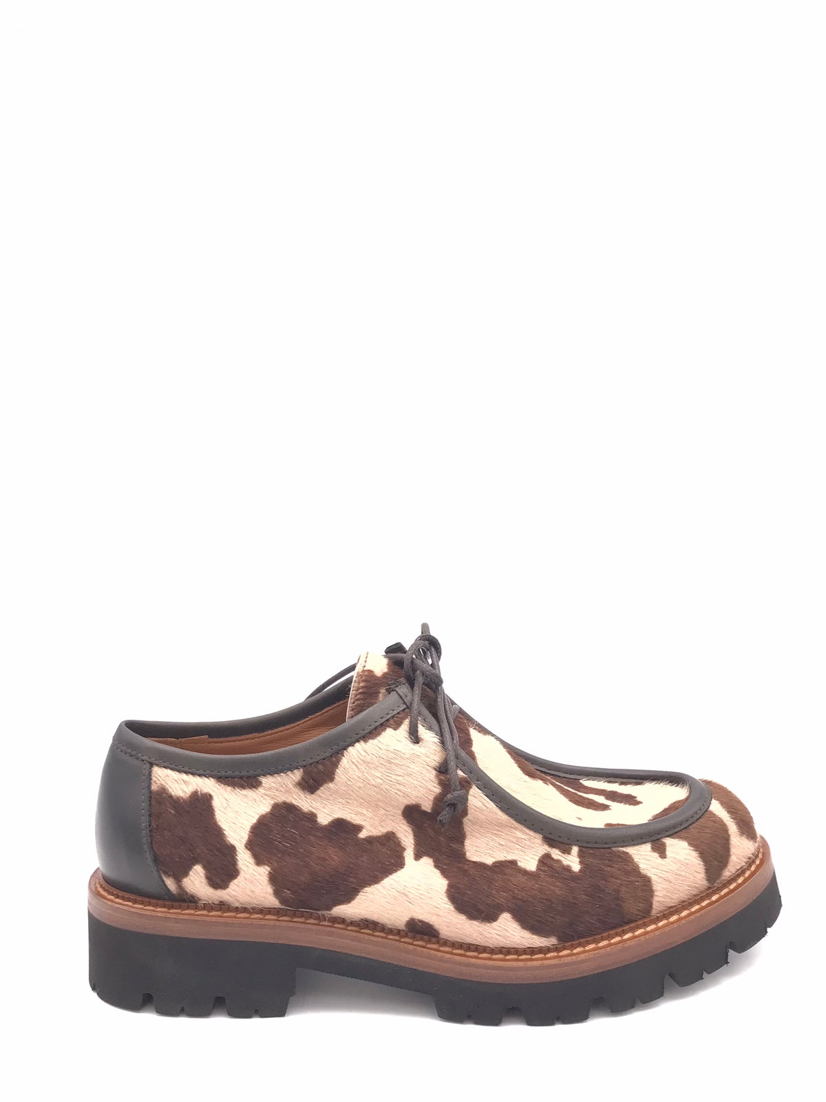 Scarpa ingegnere in cavallino muccato marrone e beige 3225 MARRONE-BEIGE ZULIAN 