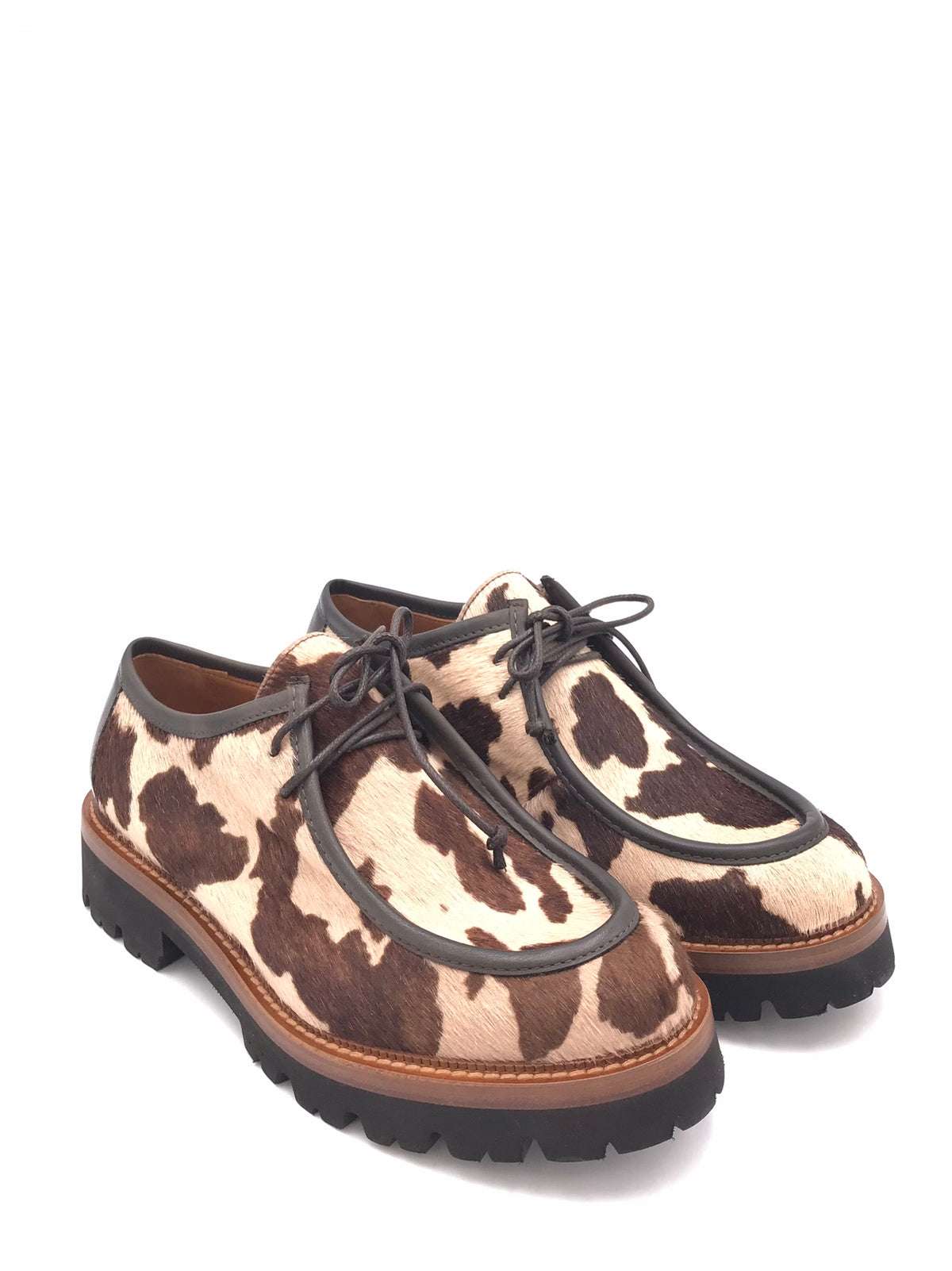 Scarpa ingegnere in cavallino muccato marrone e beige 3225 MARRONE-BEIGE ZULIAN 