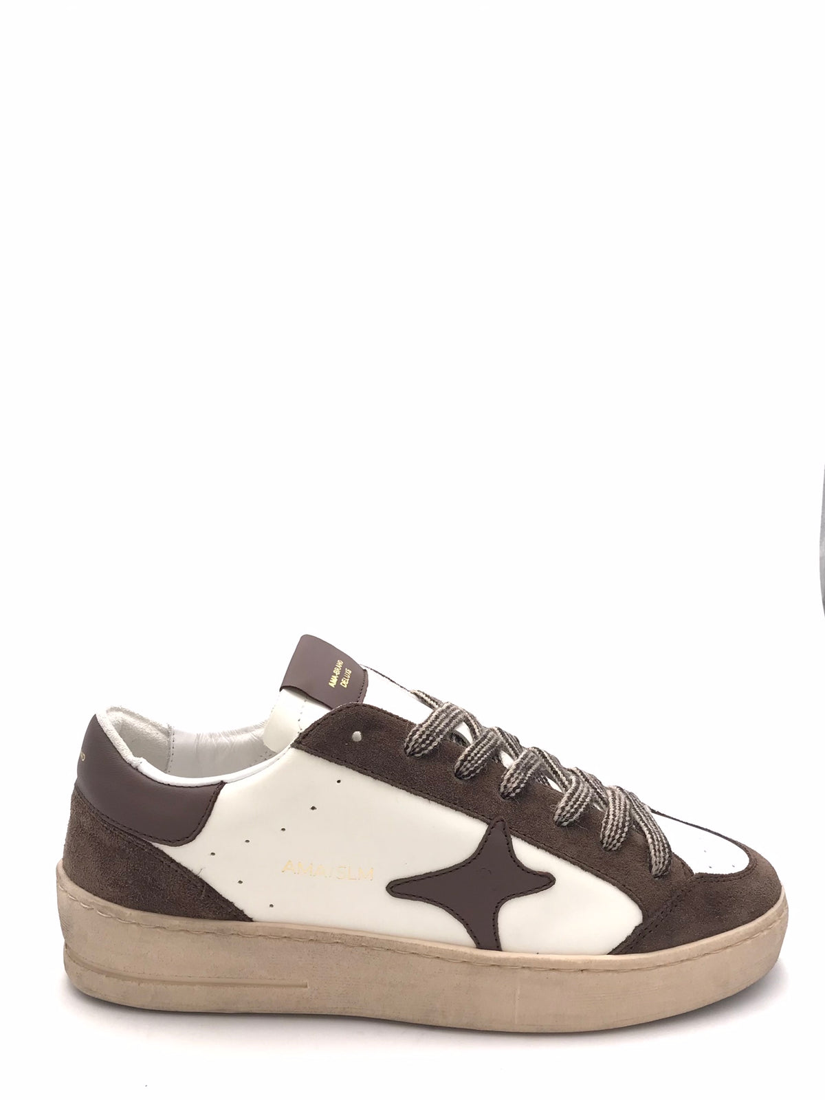 Sneakers Slam in pelle bianca e crosta marrone 4739 BIANCA/MARRONE AMA BRAND 