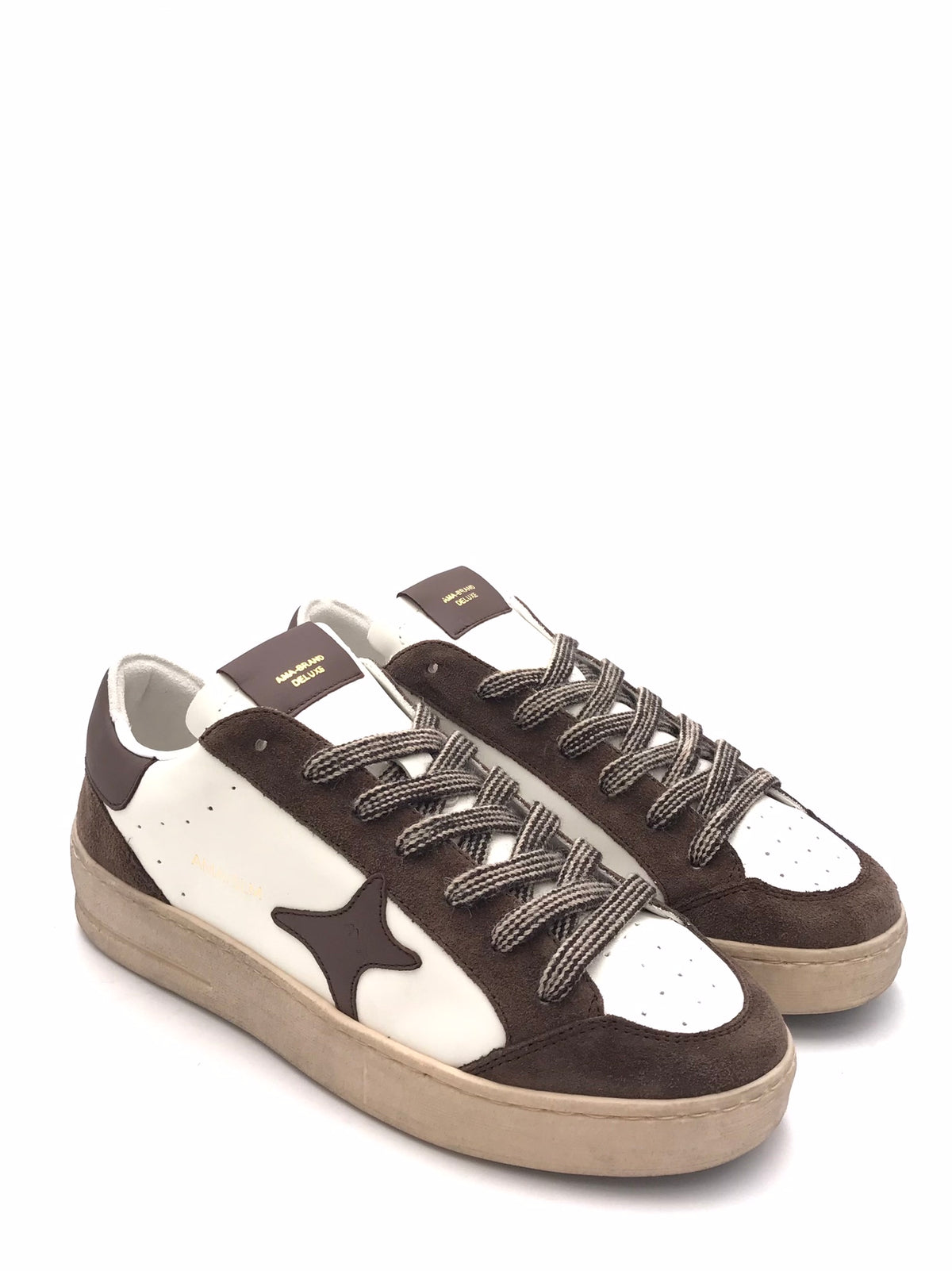 Sneakers Slam in pelle bianca e crosta marrone 4739 BIANCA/MARRONE AMA BRAND 