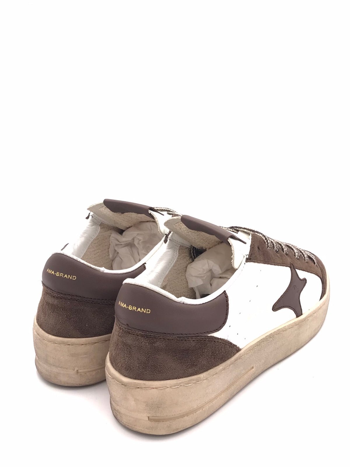 Sneakers Slam in pelle bianca e crosta marrone 4739 BIANCA/MARRONE AMA BRAND 