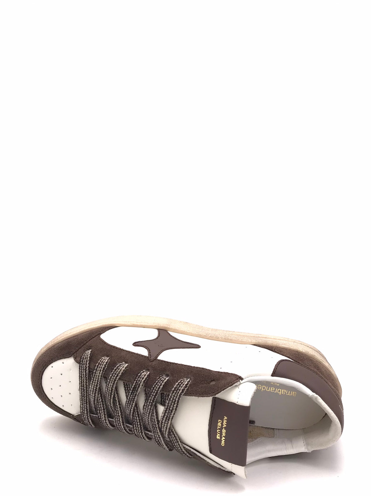 Sneakers Slam in pelle bianca e crosta marrone 4739 BIANCA/MARRONE AMA BRAND 