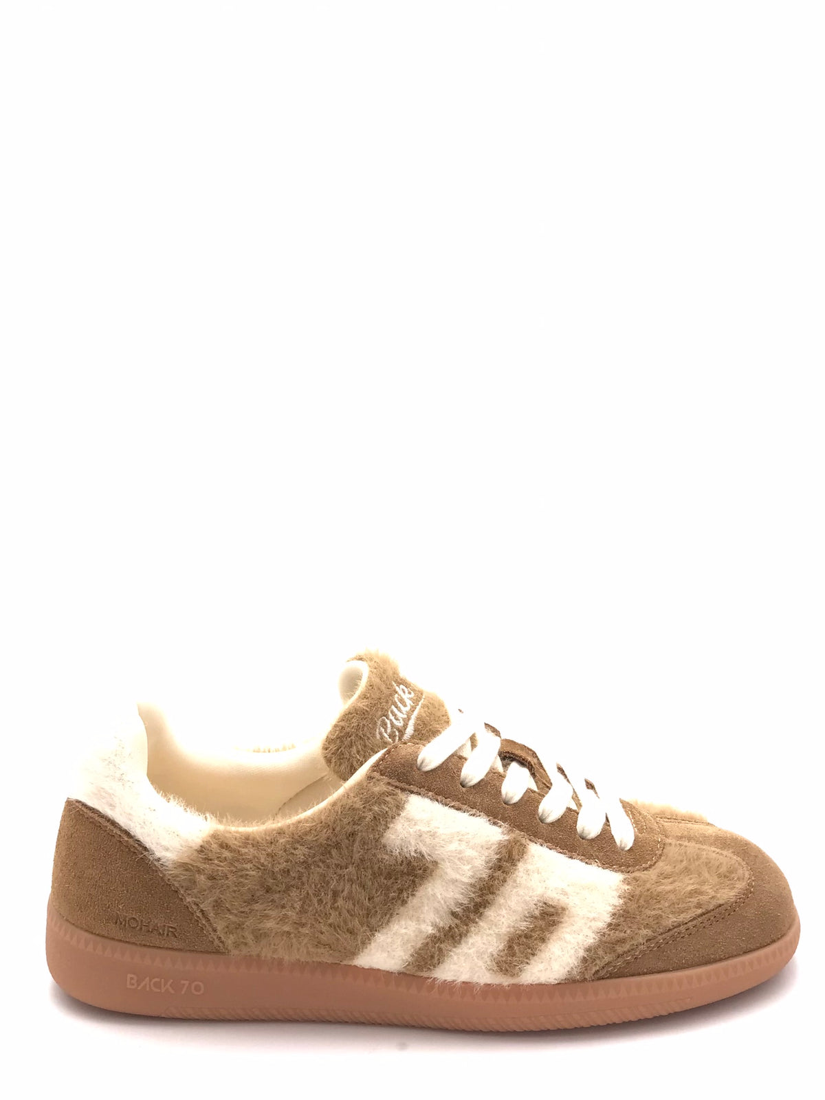 Sneakers Mohair in pelle e tessuto effetto lana beige-bianco 108051 000009BEIGE BACK 70 