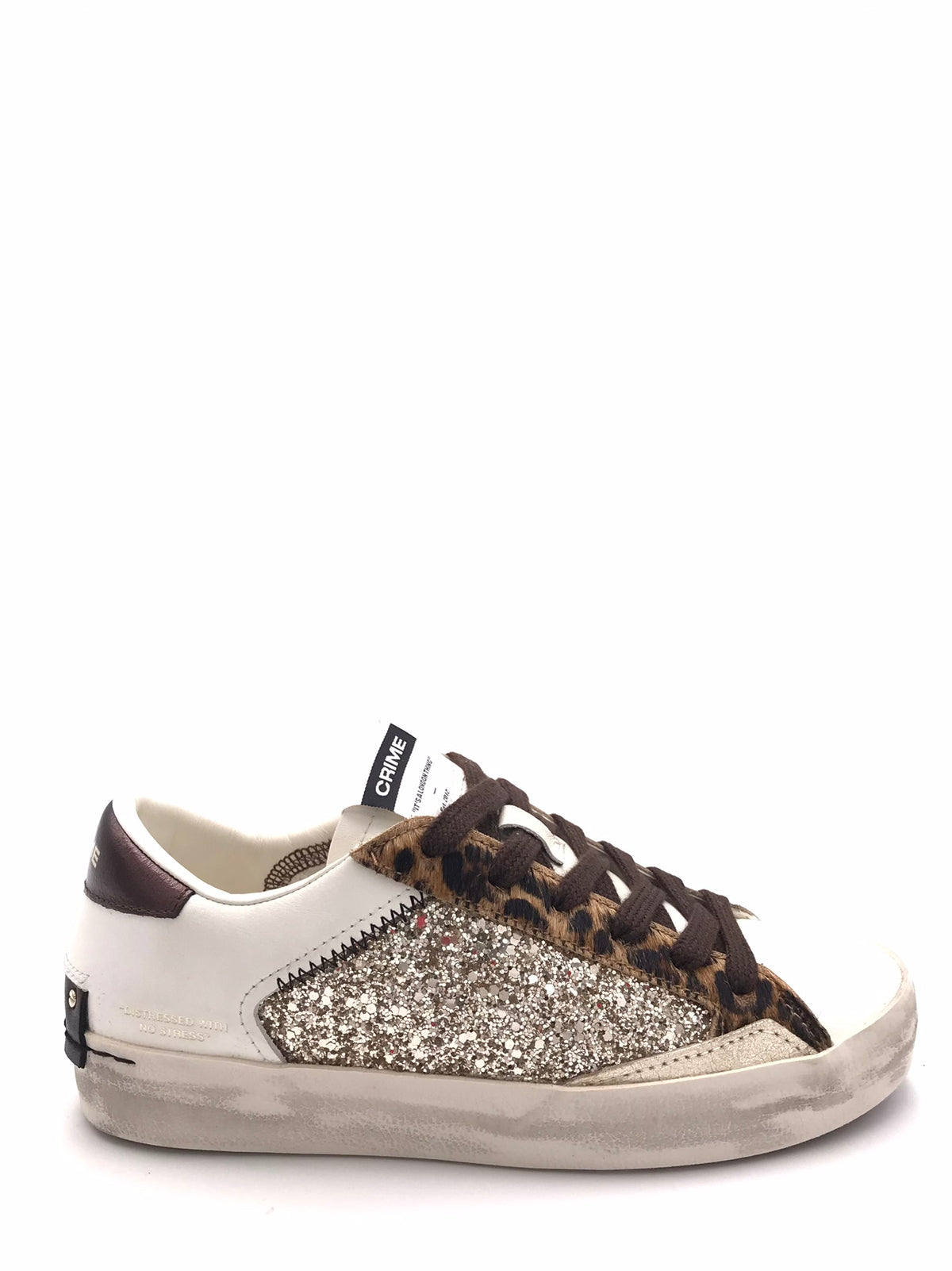 Sneakers distrassed bianca-platino 23008 BIANCO/PLATINO CRIME LONDON 
