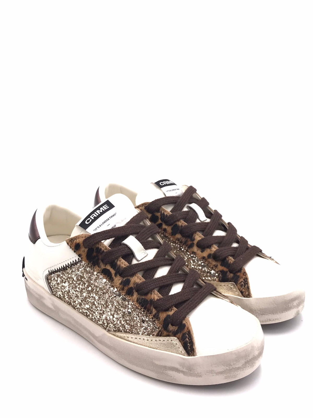 Sneakers distrassed bianca-platino 23008 BIANCO/PLATINO CRIME LONDON 