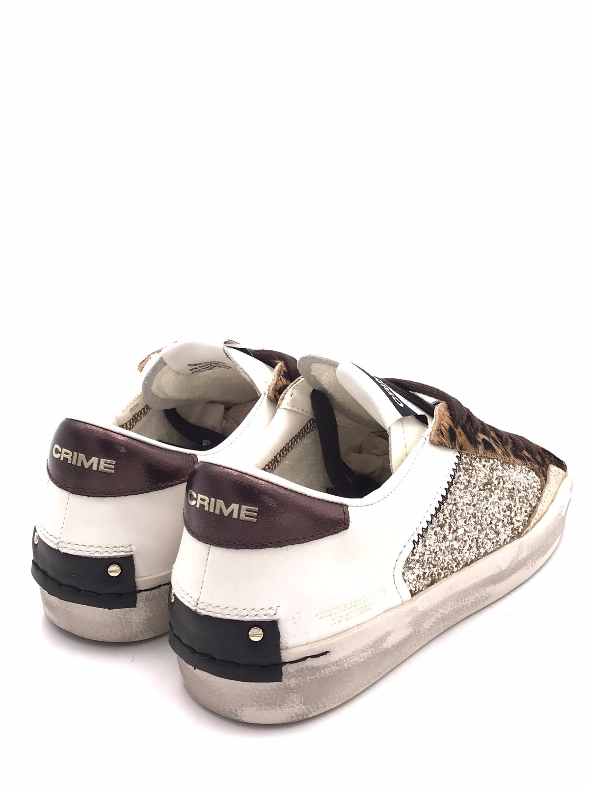 Sneakers distrassed bianca-platino 23008 BIANCO/PLATINO CRIME LONDON 