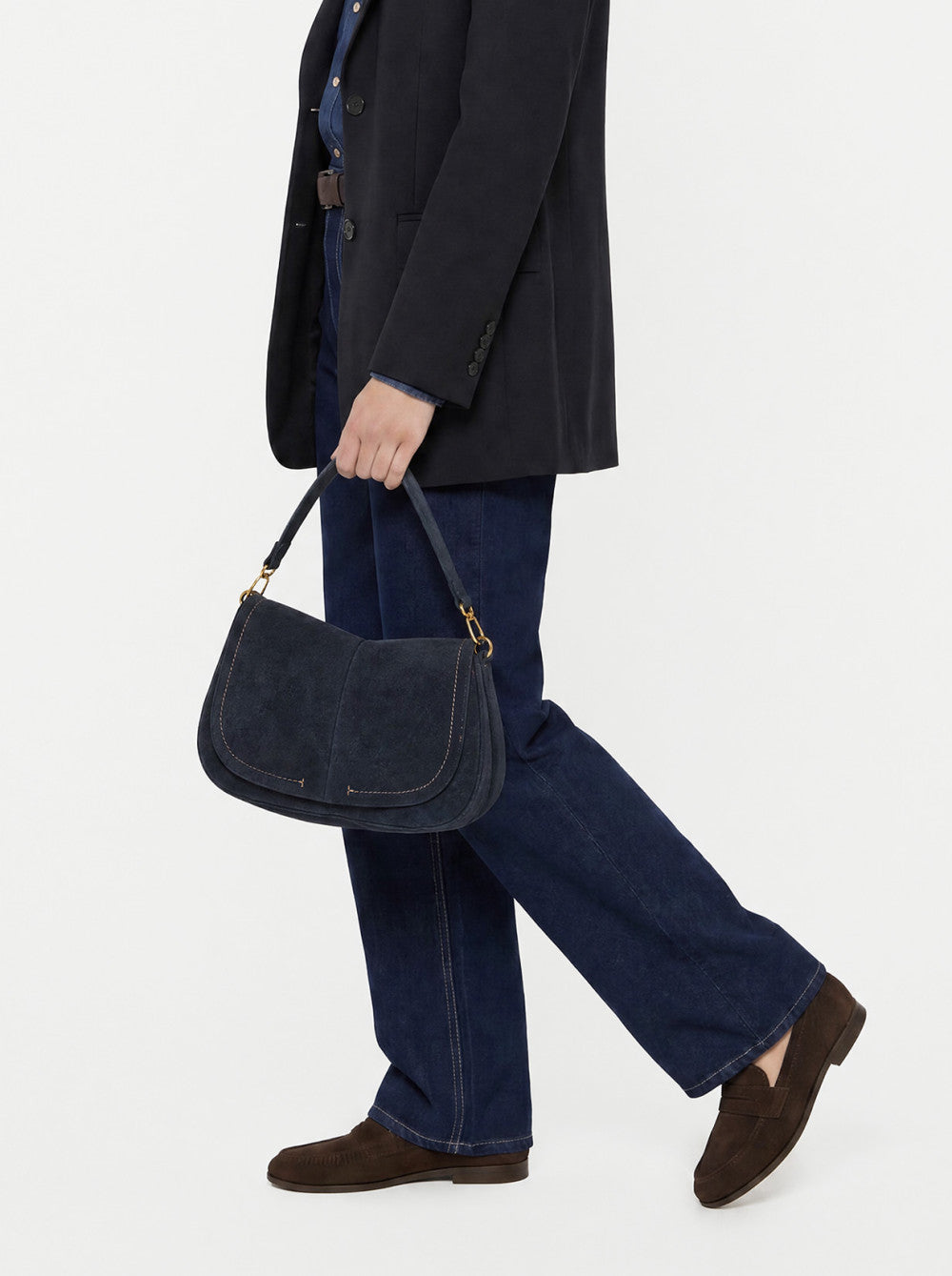 Borsa Helena round in camoscio notturno BS12619 BLU GIANNI CHIARINI 