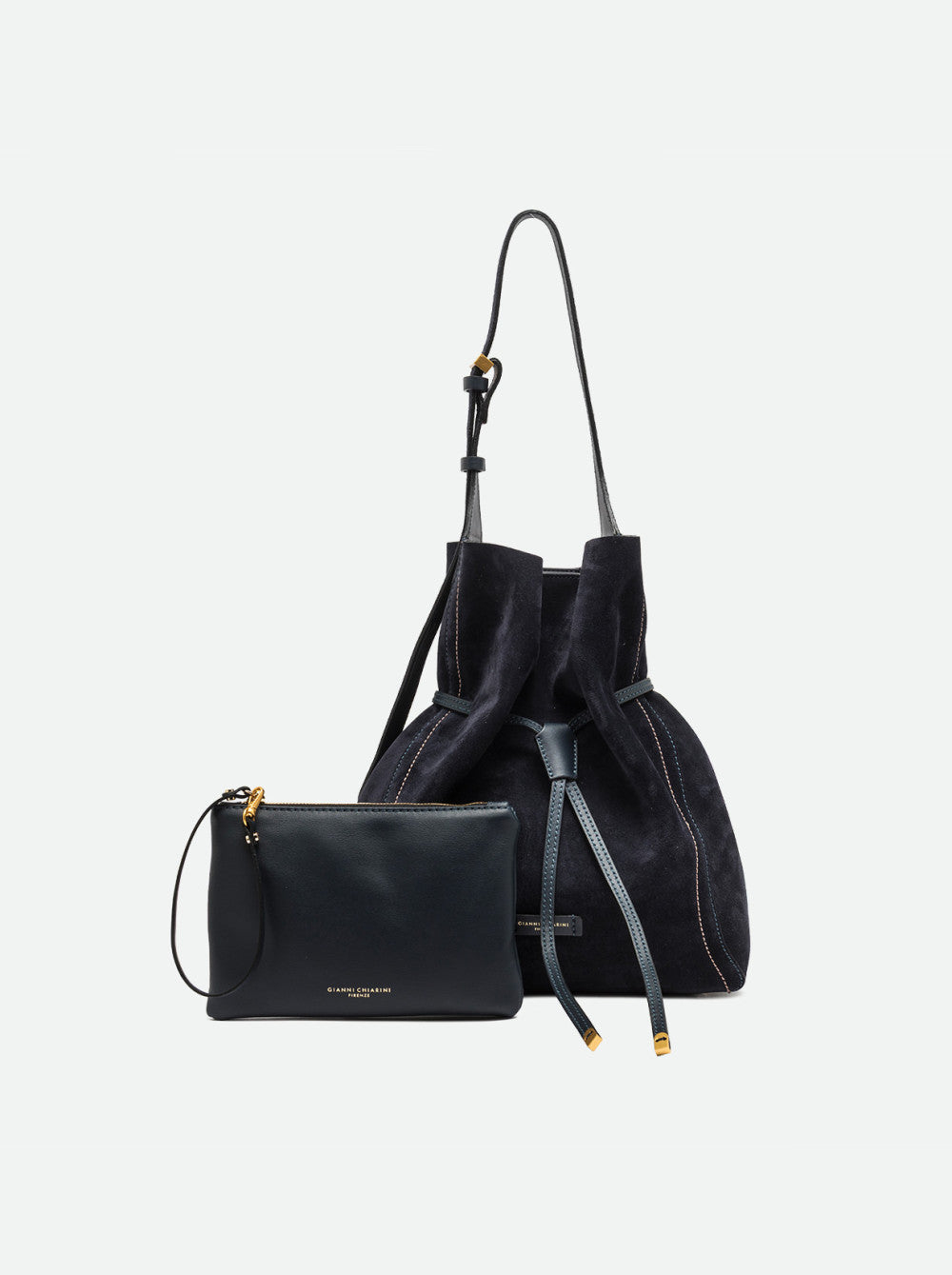 Borsa a tracolla Sienna in camoscio notturno BS11787 BLU GIANNI CHIARINI 