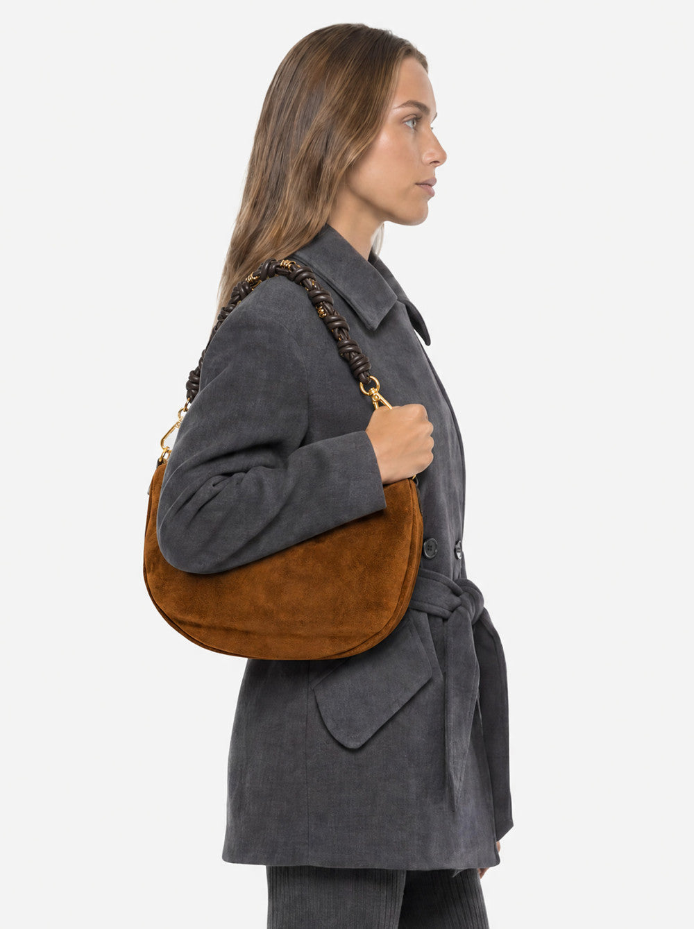 Borsa Cleo in camoscio cognac BS12690 CUOIO GIANNI CHIARINI 