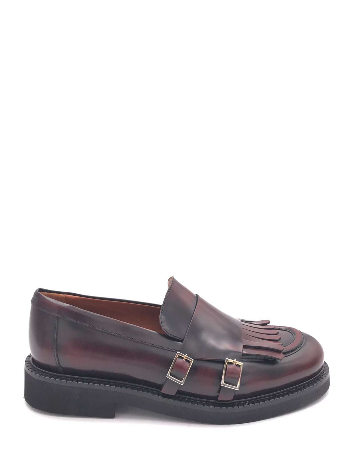 Mocassino in pelle spazzolata bordò con frangia 304 BORDEAU LEGAZZELLE 