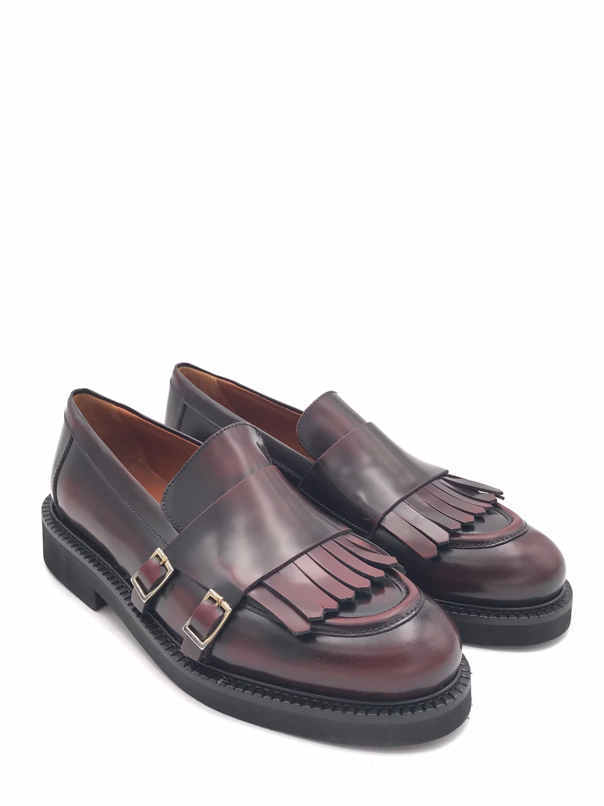 Mocassino in pelle spazzolata bordò con frangia 304 BORDEAU LEGAZZELLE 