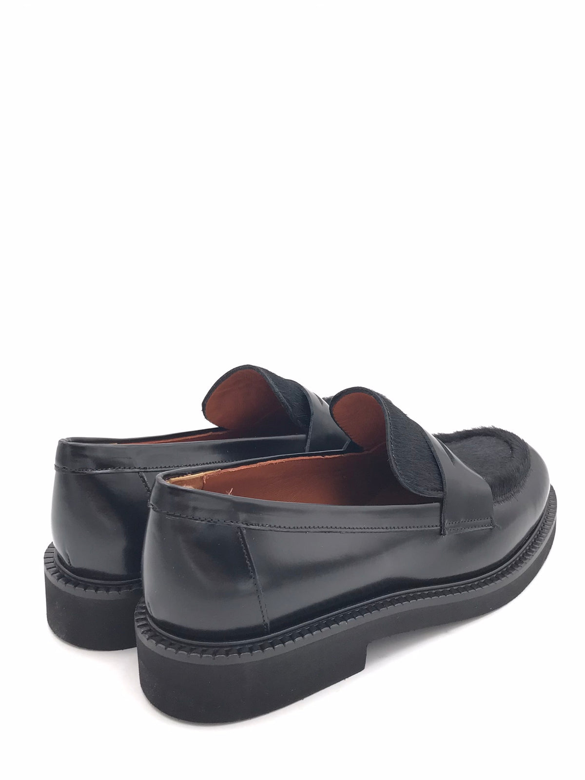 Mocassino in pelle spazzolata nera con inserto in cavallino 314BIS NERO LEGAZZELLE 