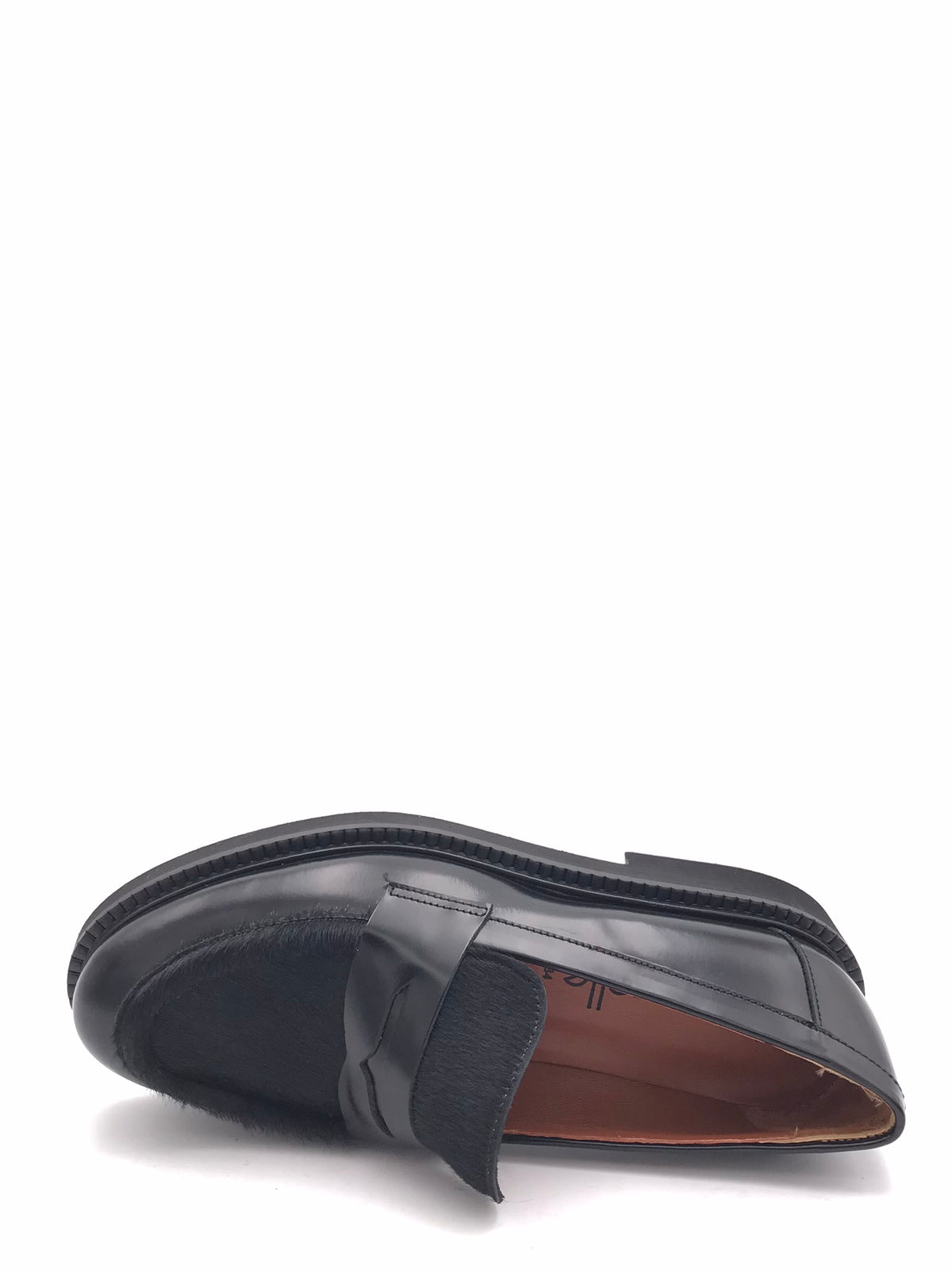 Mocassino in pelle spazzolata nera con inserto in cavallino 314BIS NERO LEGAZZELLE 