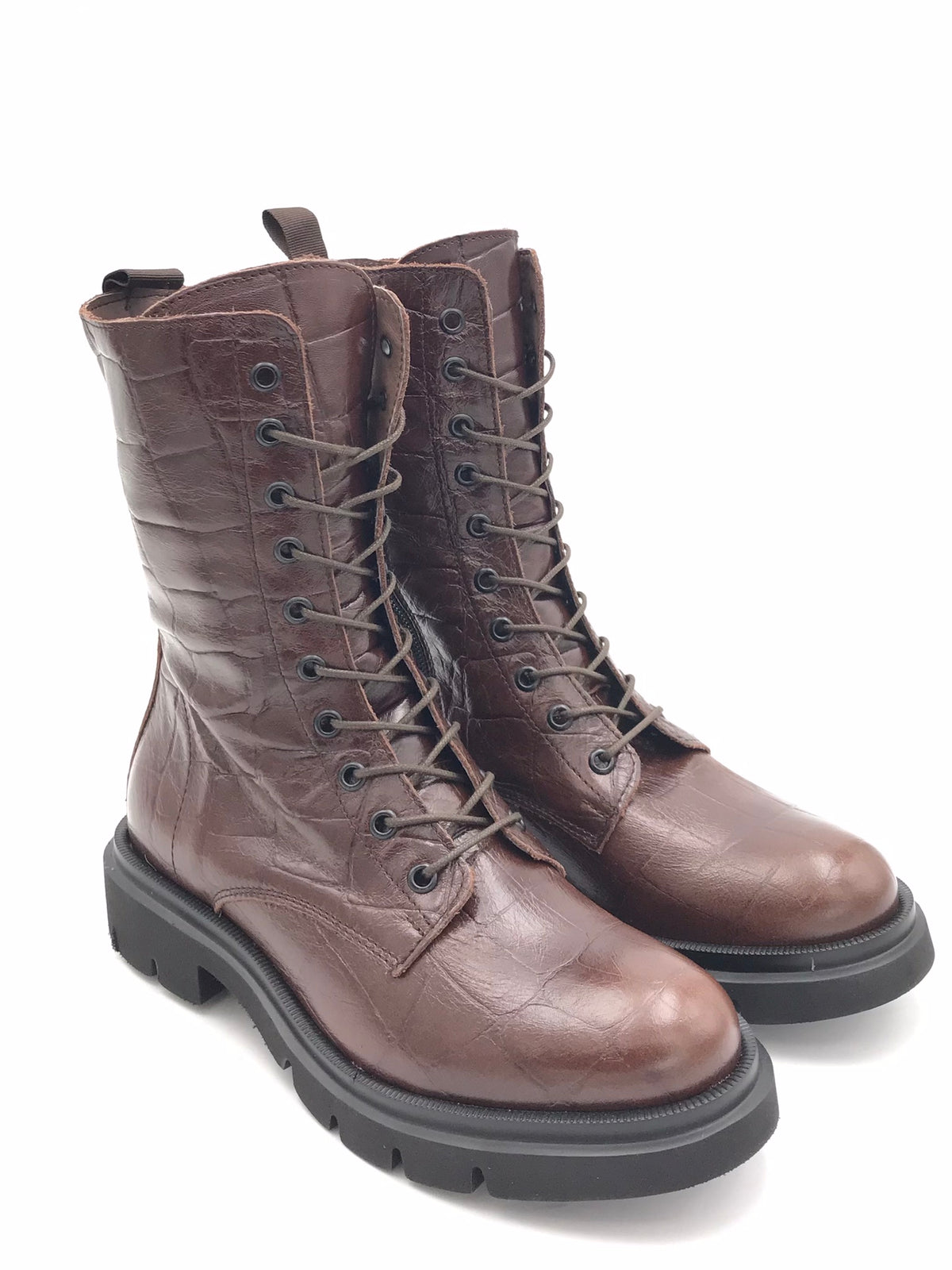 Anfibio in pelle marrone stampata cocco 26729 MARRONE ZULIAN 