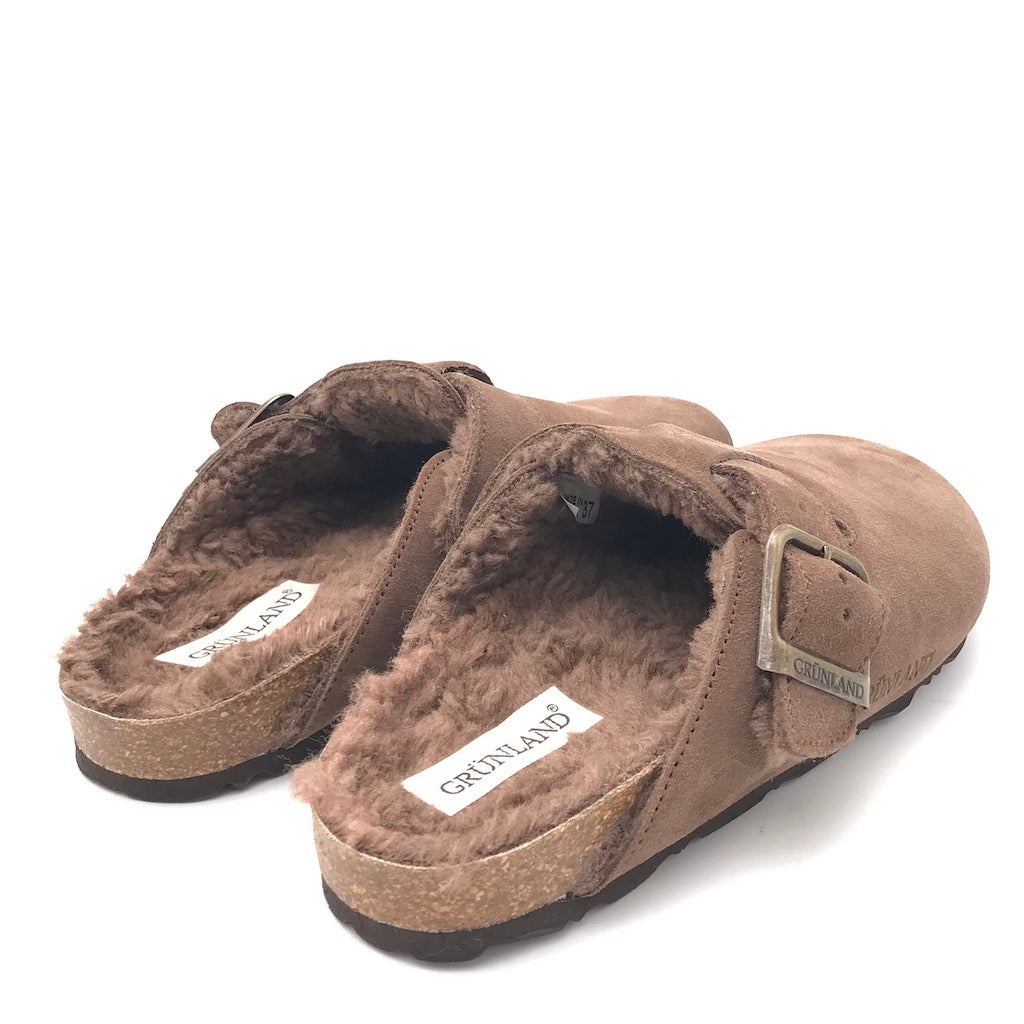 Ciabatta Sara shearling tortora