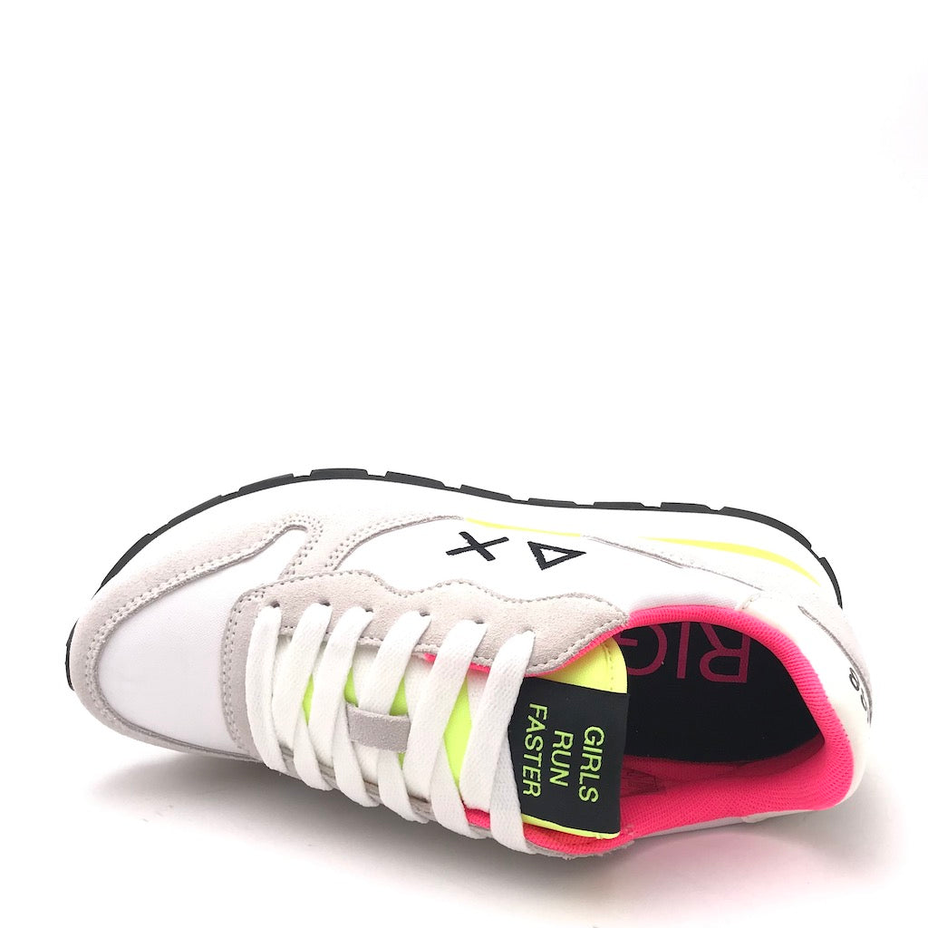 Sneakers Ally solid nylon bianco-giallo fluo