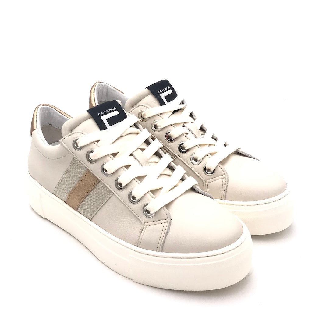 Sneakers in pelle beige