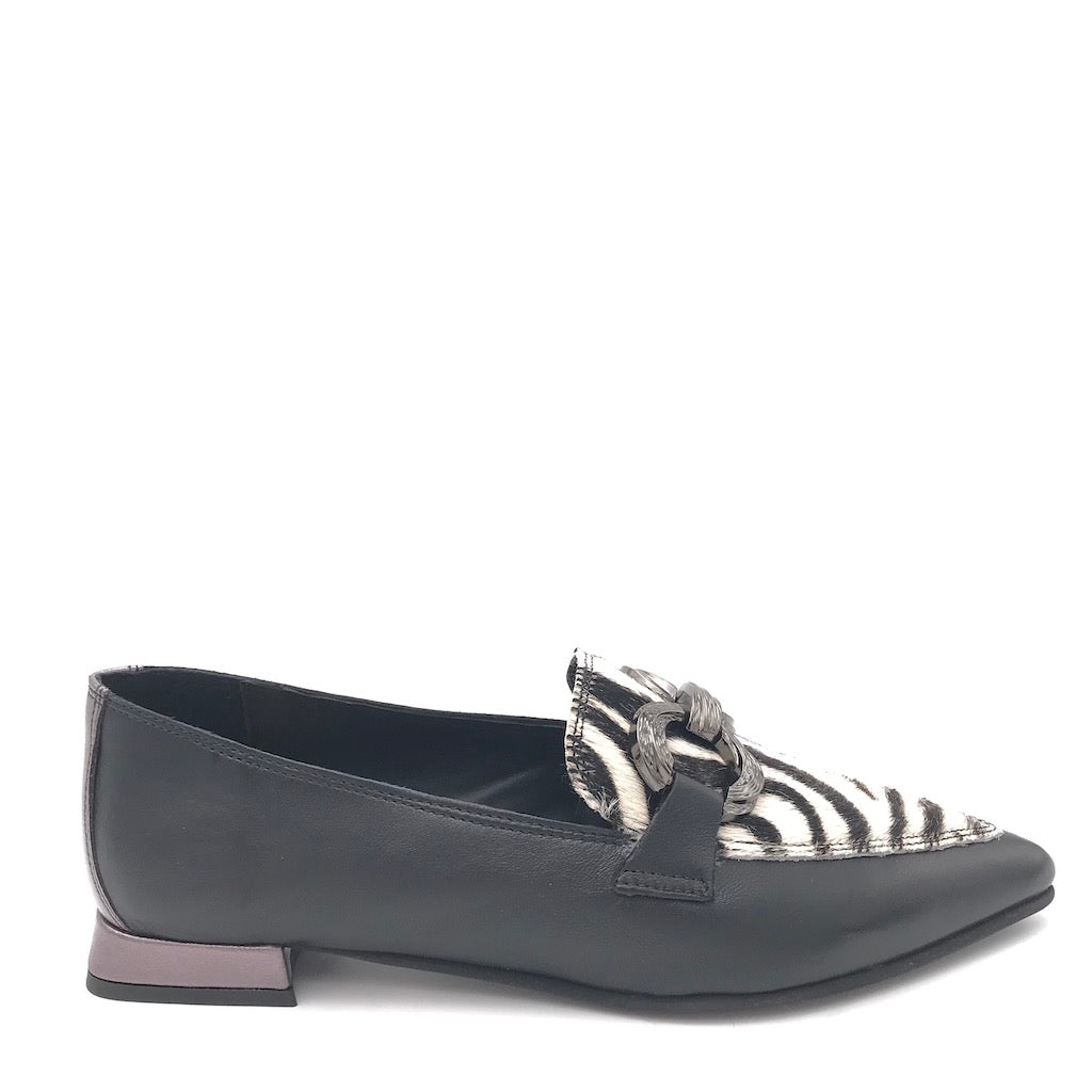 Mocassino zebra pelle nera