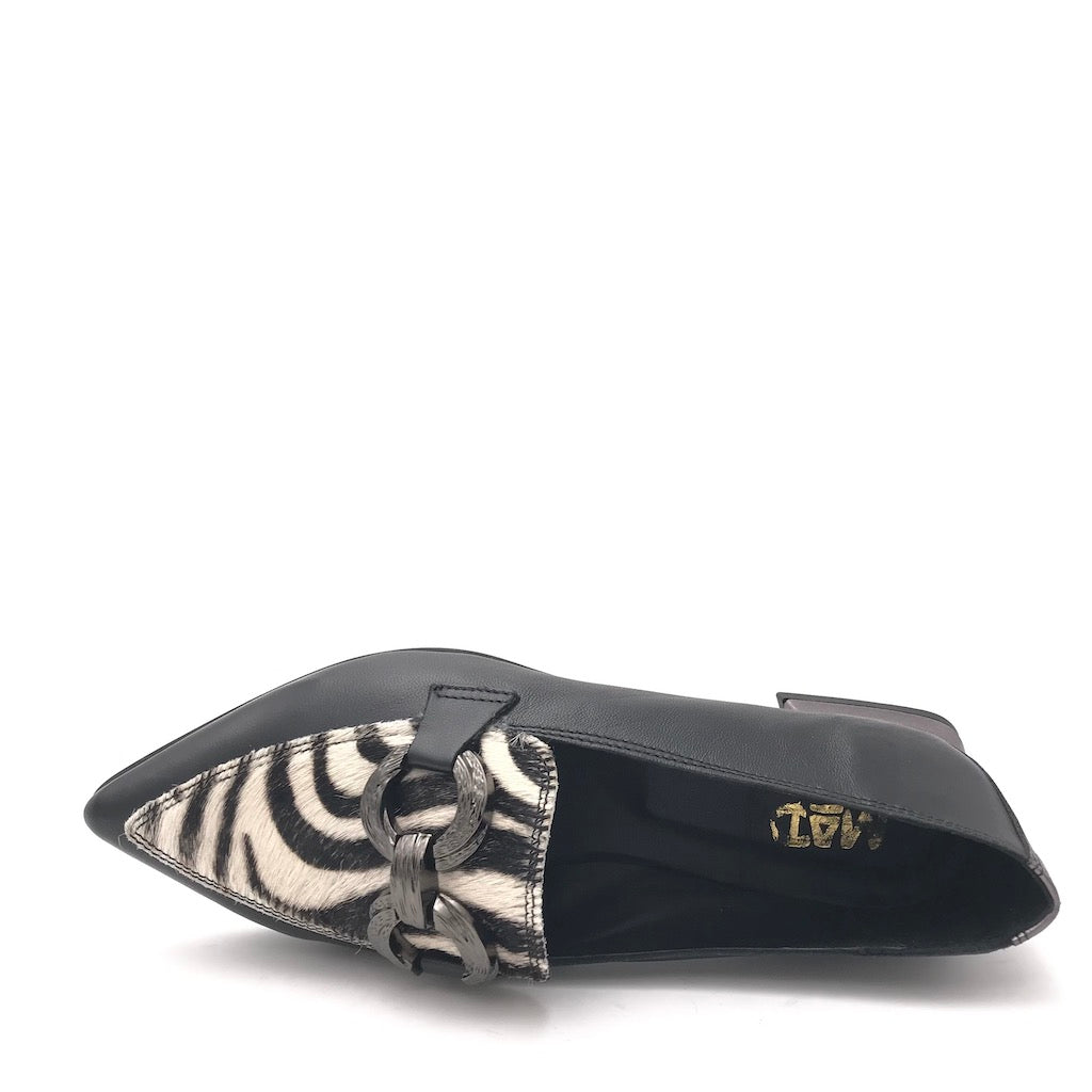 Mocassino zebra pelle nera