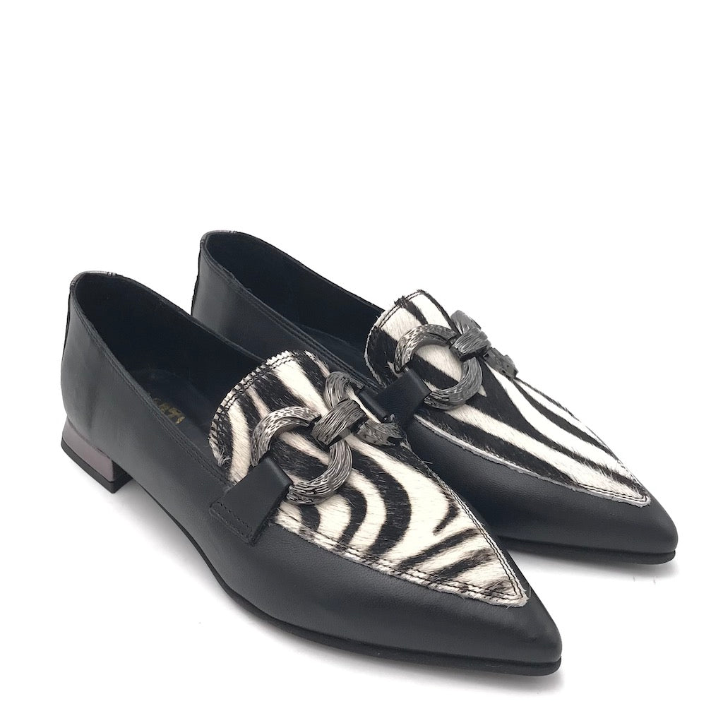 Mocassino zebra pelle nera