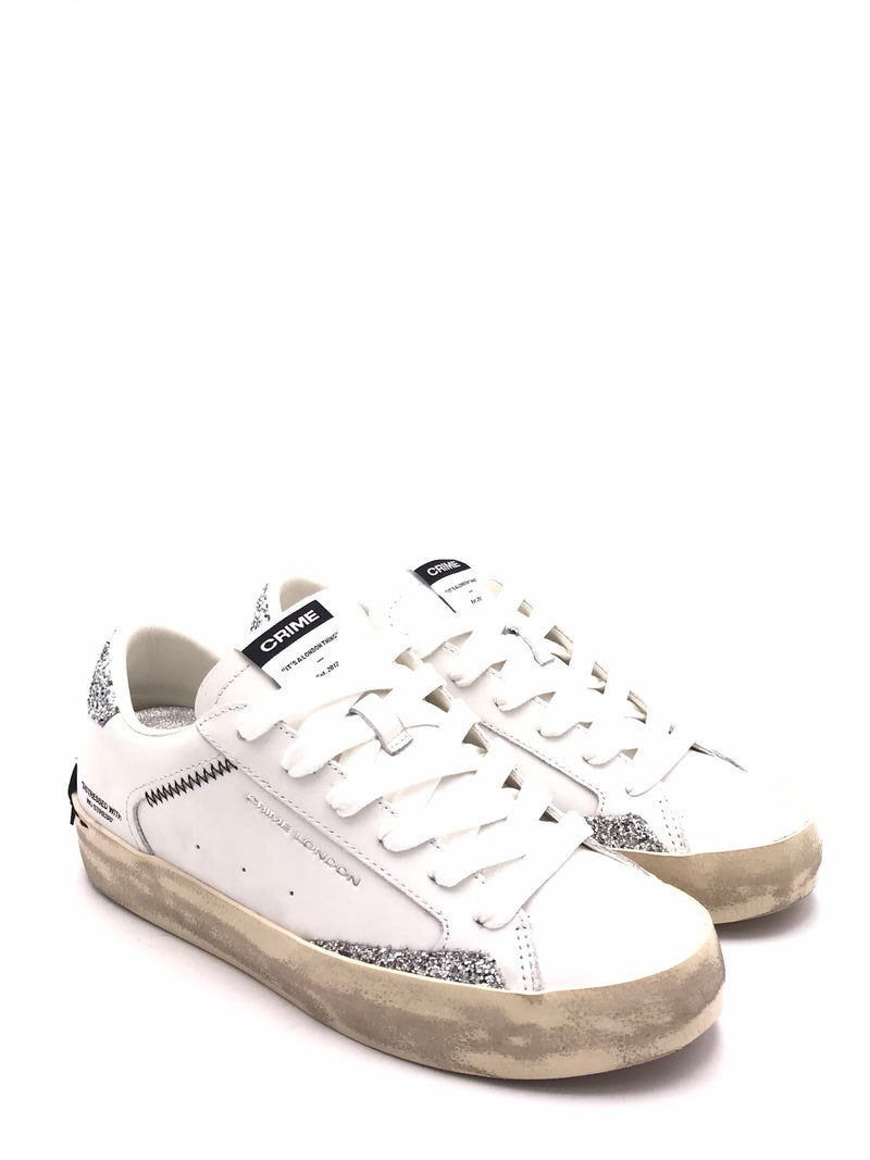 Sneakers Distrassed Lo bianca e argento 29000 BIANCO/ARGENTO CRIME LONDON 