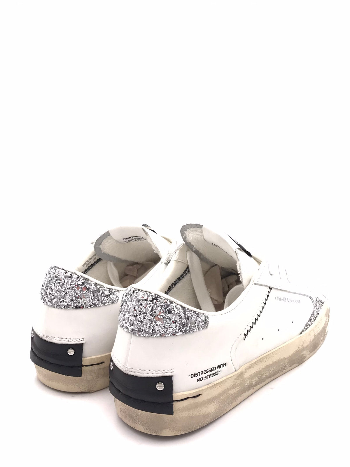 Sneakers Distrassed Lo bianca e argento 29000 BIANCO/ARGENTO CRIME LONDON 