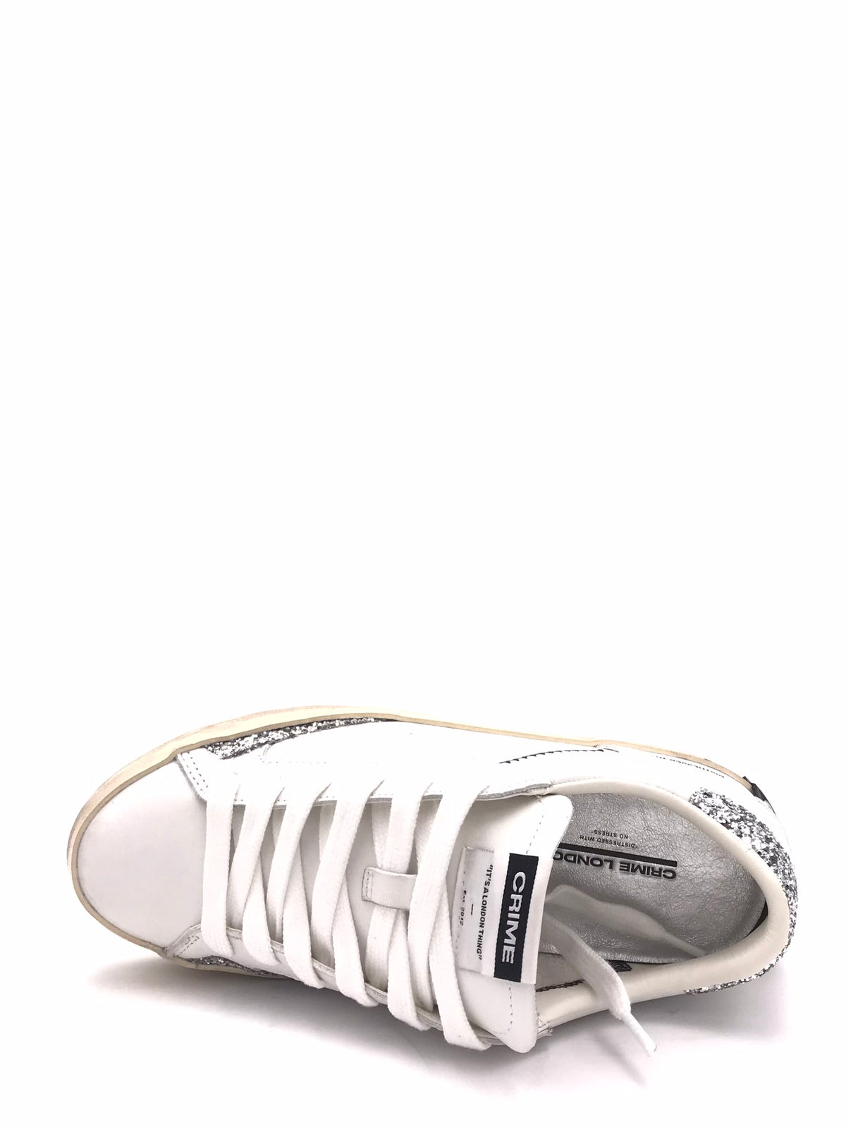 Sneakers Distrassed Lo bianca e argento 29000 BIANCO/ARGENTO CRIME LONDON 