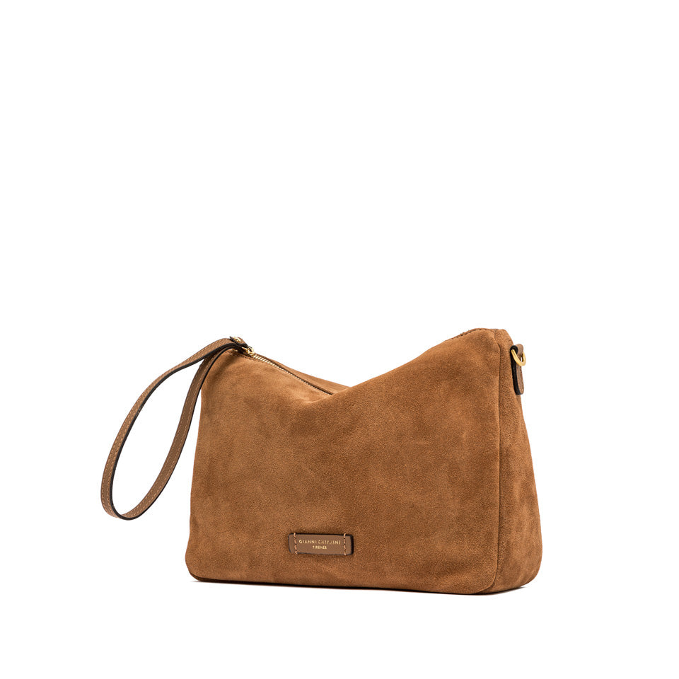 Borsa Nora pouch in camoscio caramel BS10225 CUOIO GIANNI CHIARINI 