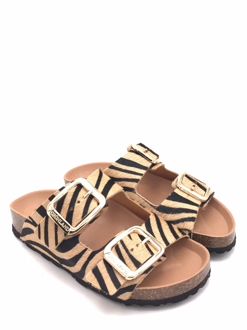 Ciabatta Enny in cavallino zebrato cuoio CB0784 CUOIO GRUNLAND 