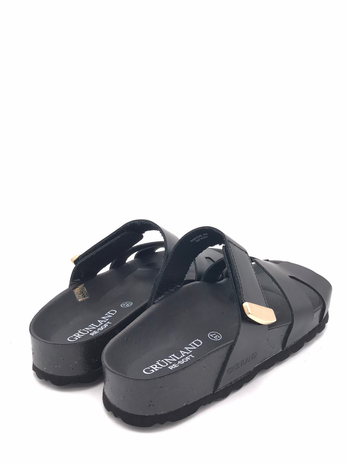 Ciabatta Enny doppia fascia con velcro nera CB 0809 NERO GRUNLAND 