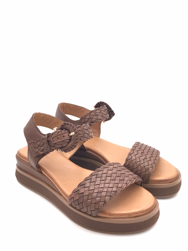 Sandalo intrecciato color marrone 113031 MARRONE INUOVO 