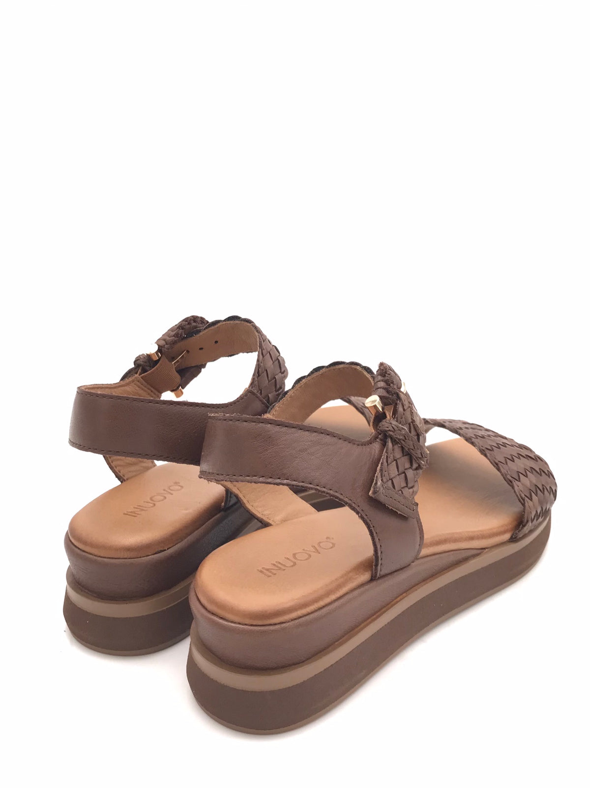 Sandalo intrecciato color marrone 113031 MARRONE INUOVO 