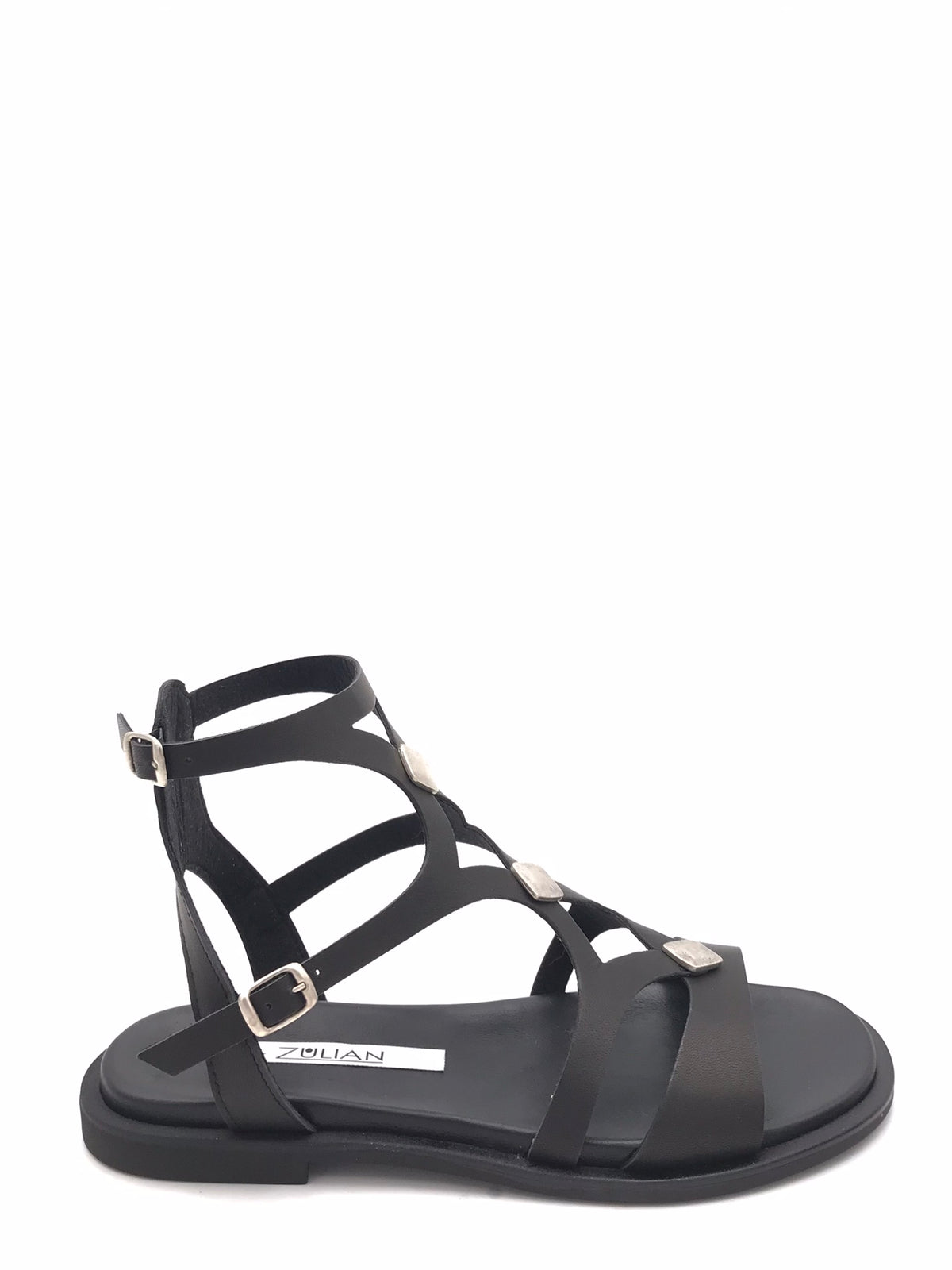 Sandalo nero alla schiava con borchie PL424 NERO ZULIAN 