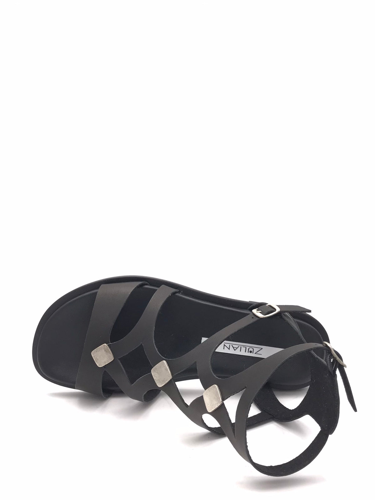 Sandalo nero alla schiava con borchie PL424 NERO ZULIAN 