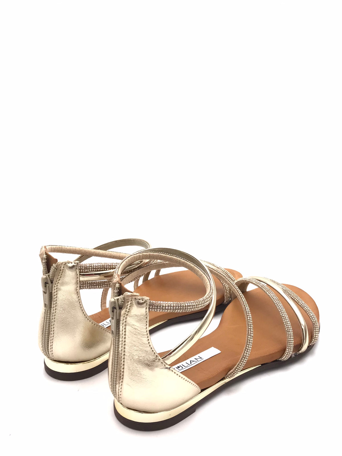 Sandali con tallone chiuso platino con strass PL53087 PLATINO ZULIAN 