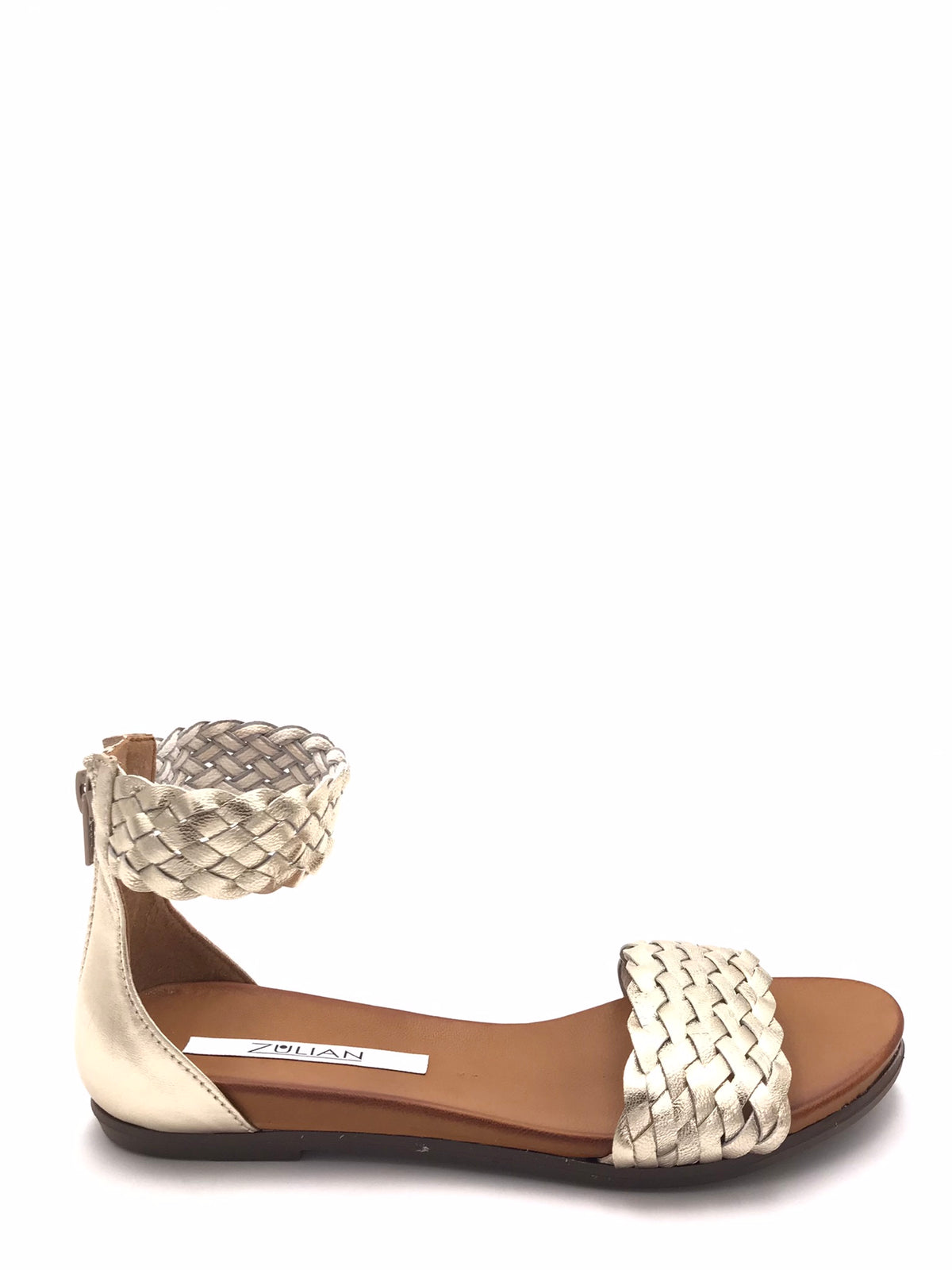 Sandali con tallone chiuso in pelle intrecciata platino PL54628 PLATINO ZULIAN 