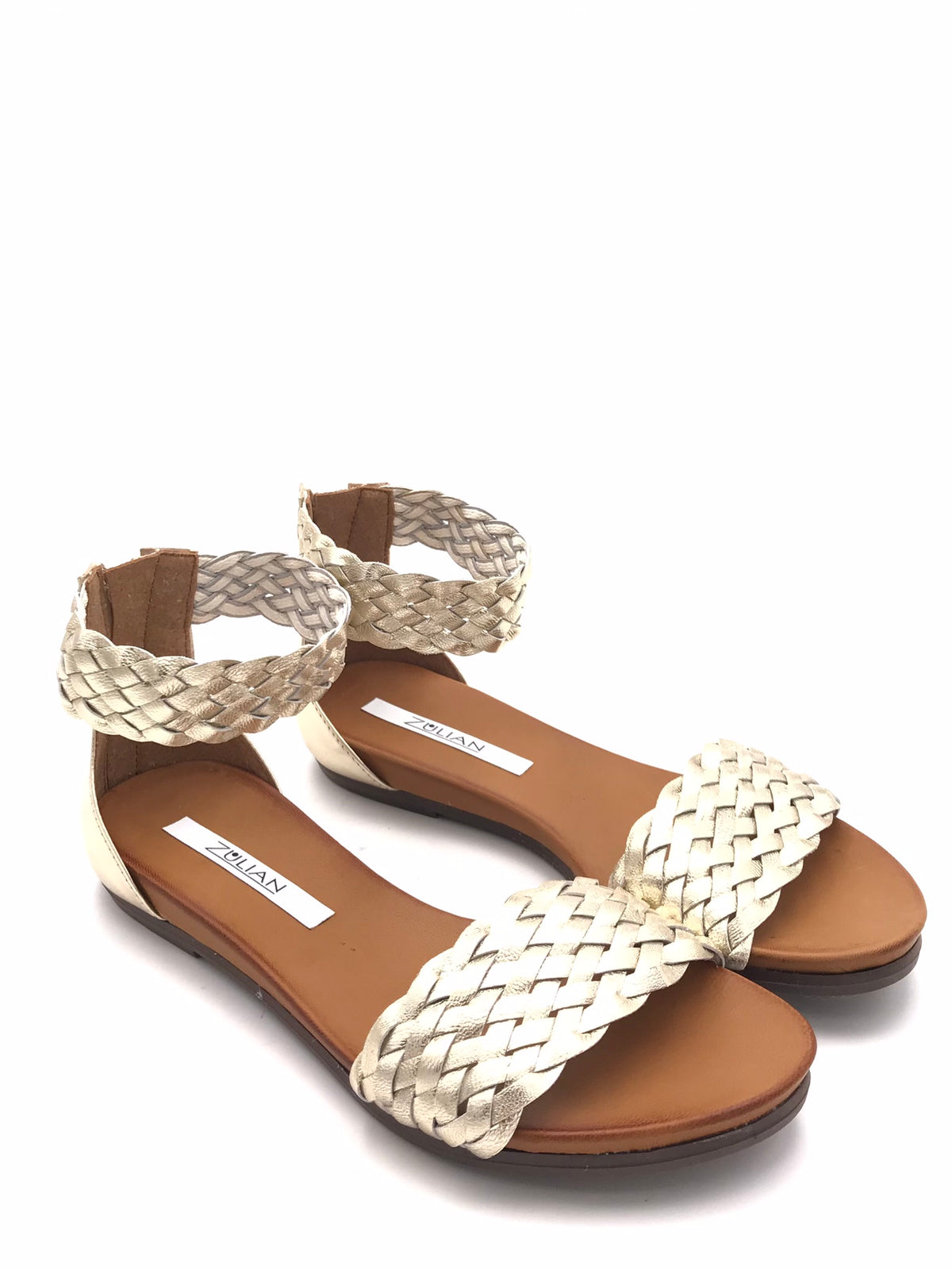 Sandali con tallone chiuso in pelle intrecciata platino PL54628 PLATINO ZULIAN 