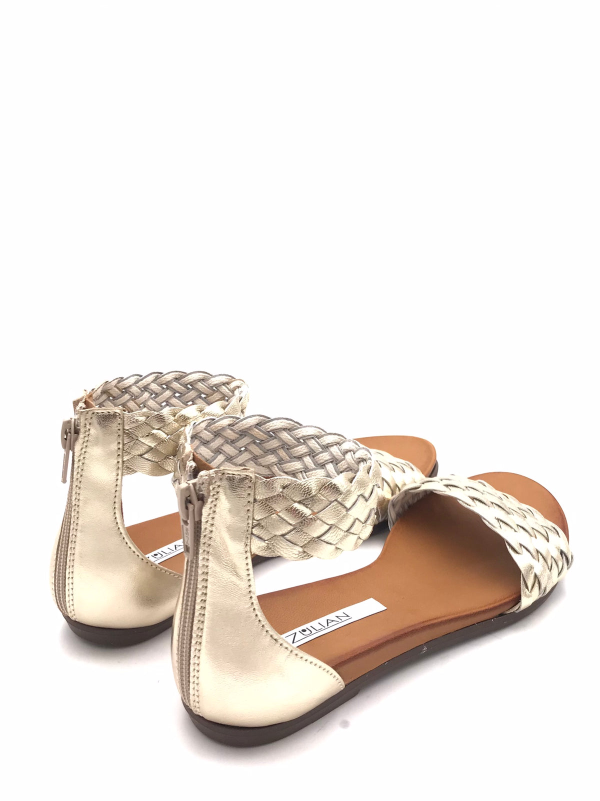Sandali con tallone chiuso in pelle intrecciata platino PL54628 PLATINO ZULIAN 