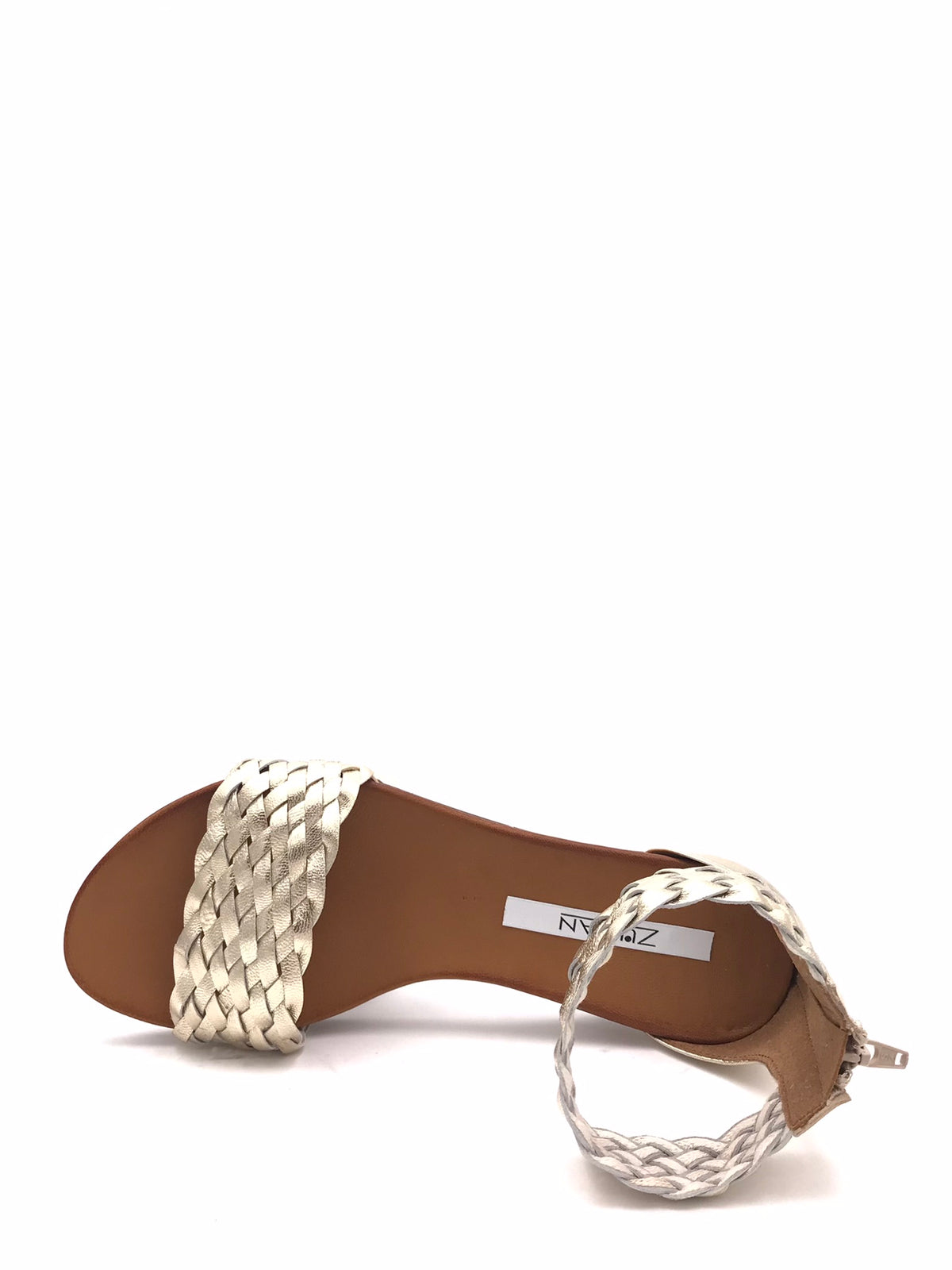 Sandali con tallone chiuso in pelle intrecciata platino PL54628 PLATINO ZULIAN 