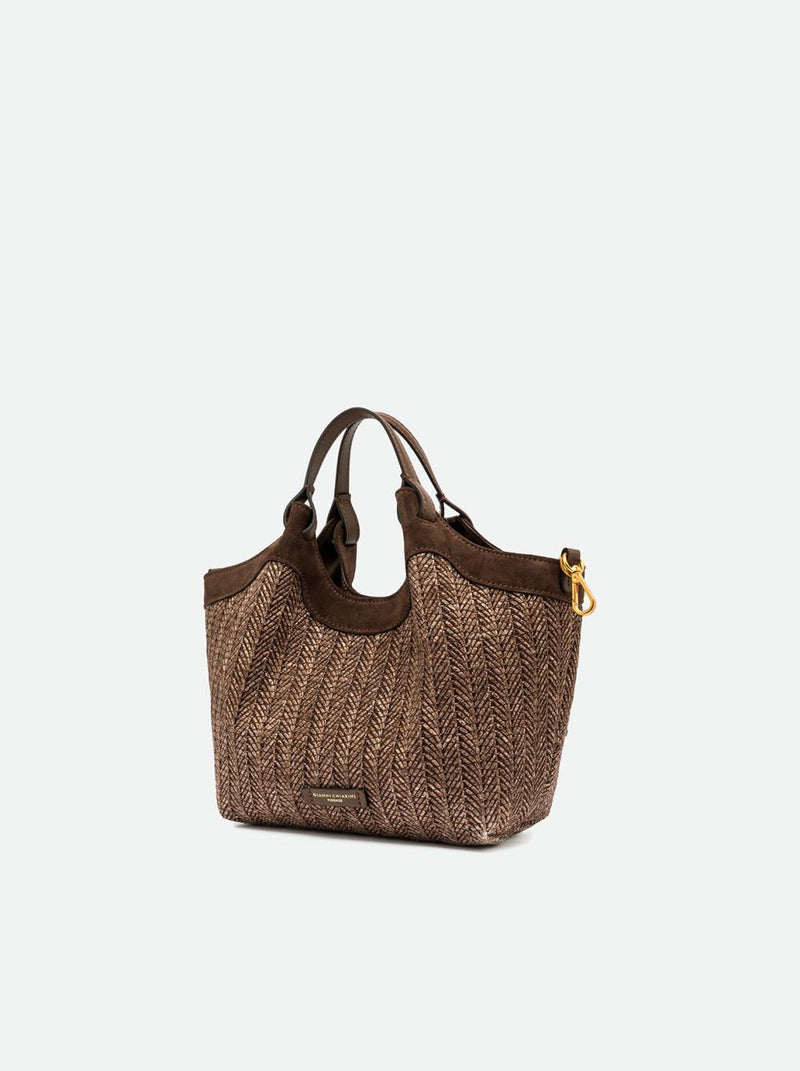 Borsa dua media raffia cioccolato BS12339 CIOCCOLATO GIANNI CHIARINI 