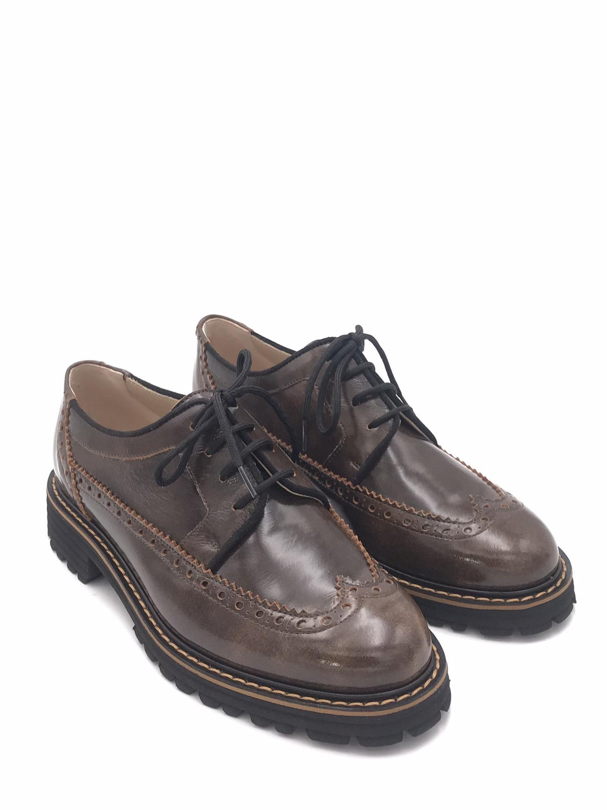 Scarpa allacciata Helena stile inglese marrone 082 MARRONE ZULIAN 