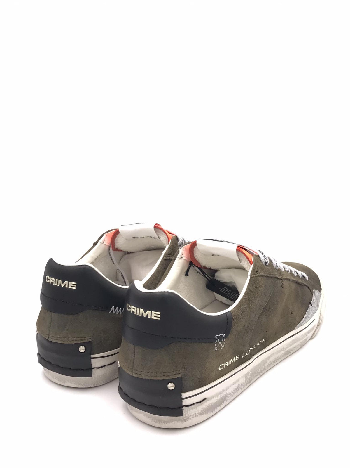 Sneakers distressed deconstructed in crosta verde militare 11030 MILITARE CRIME LONDON 