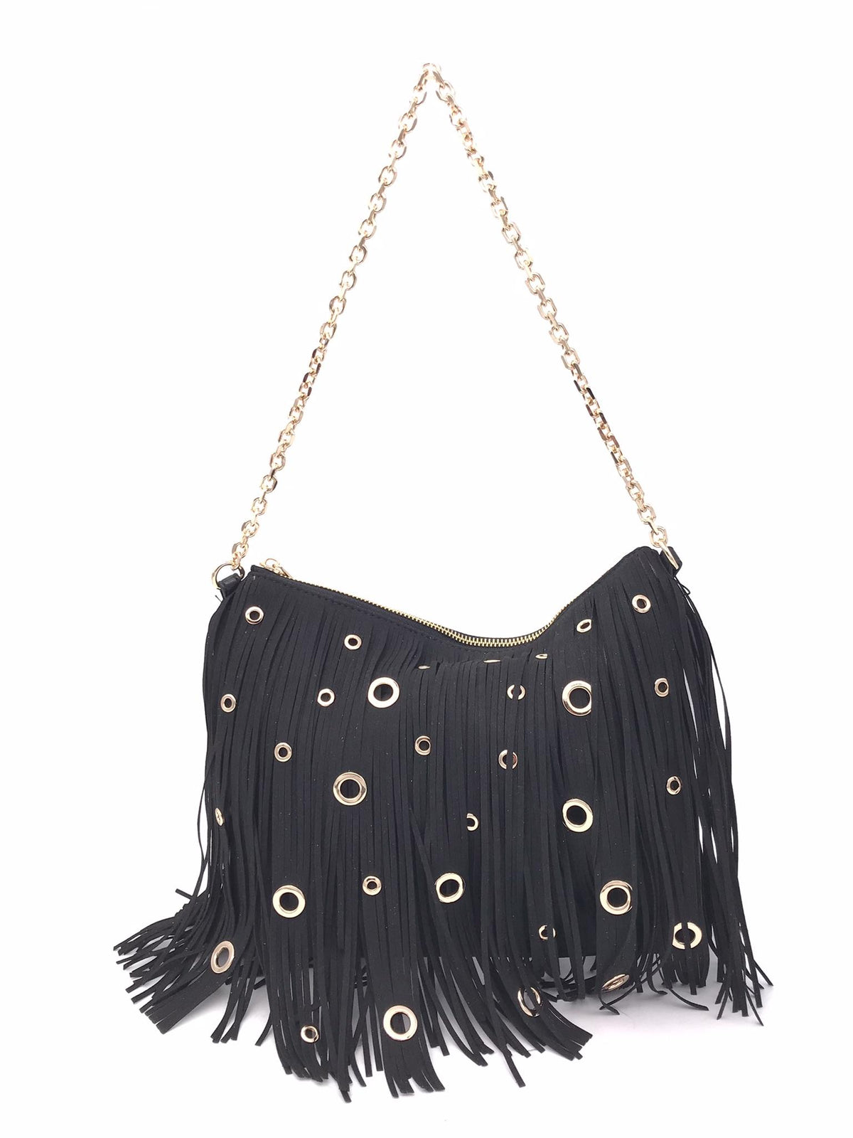 Pochette night edition fringes nera 151M-KY-491 NERO LA CARRIE 