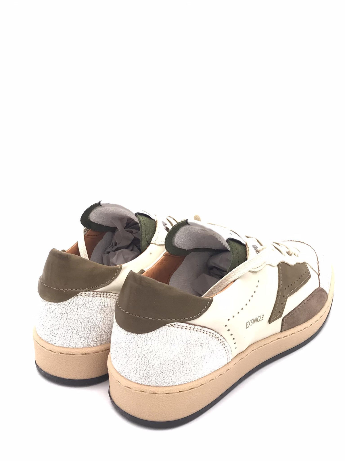Sneakers in pelle craccata bianca e beige 570 VARIANTE 5BIANCA EXTON 