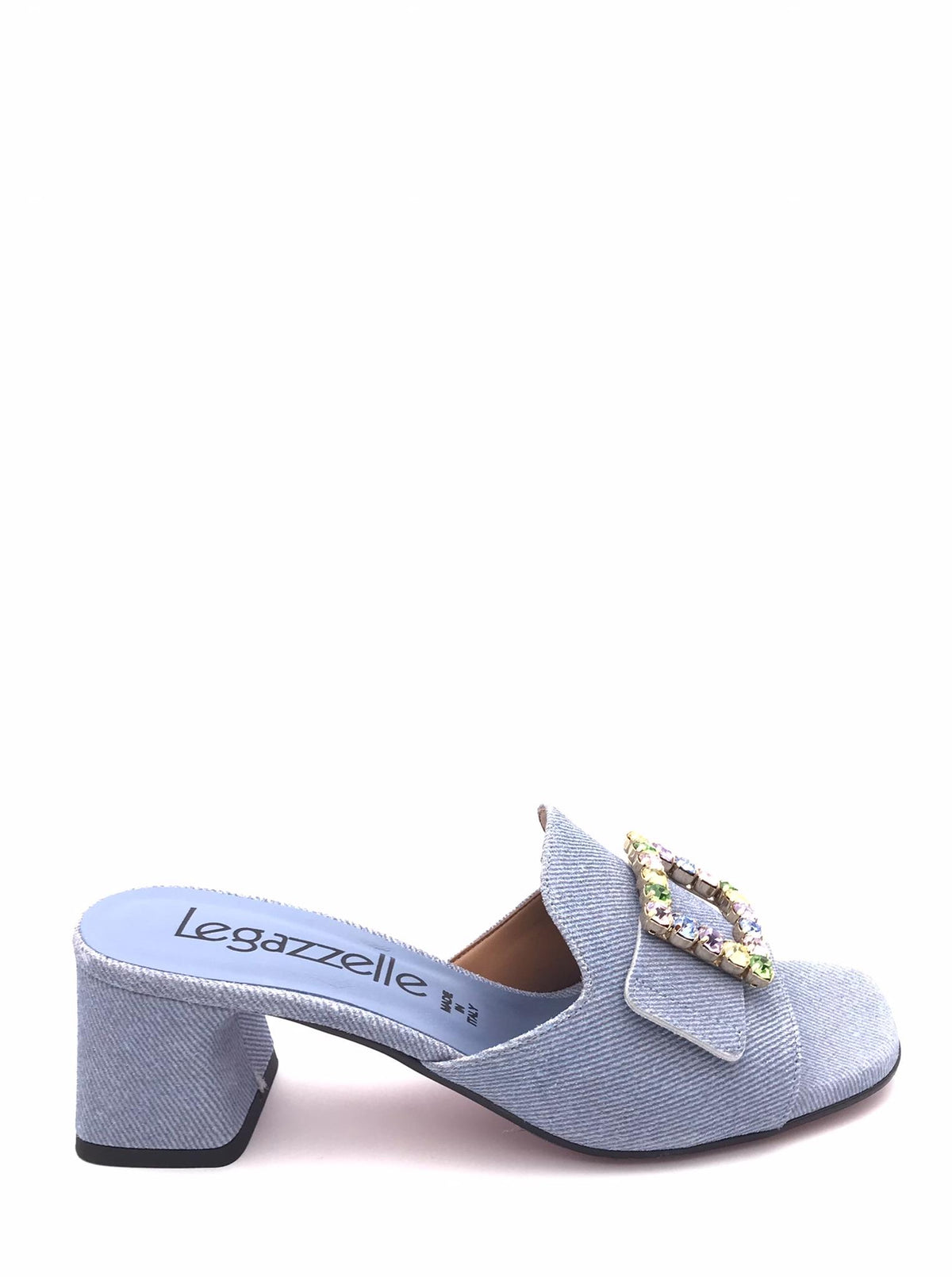 Ciabatta in denim con pietre multicolor 526 BLU LEGAZZELLE 