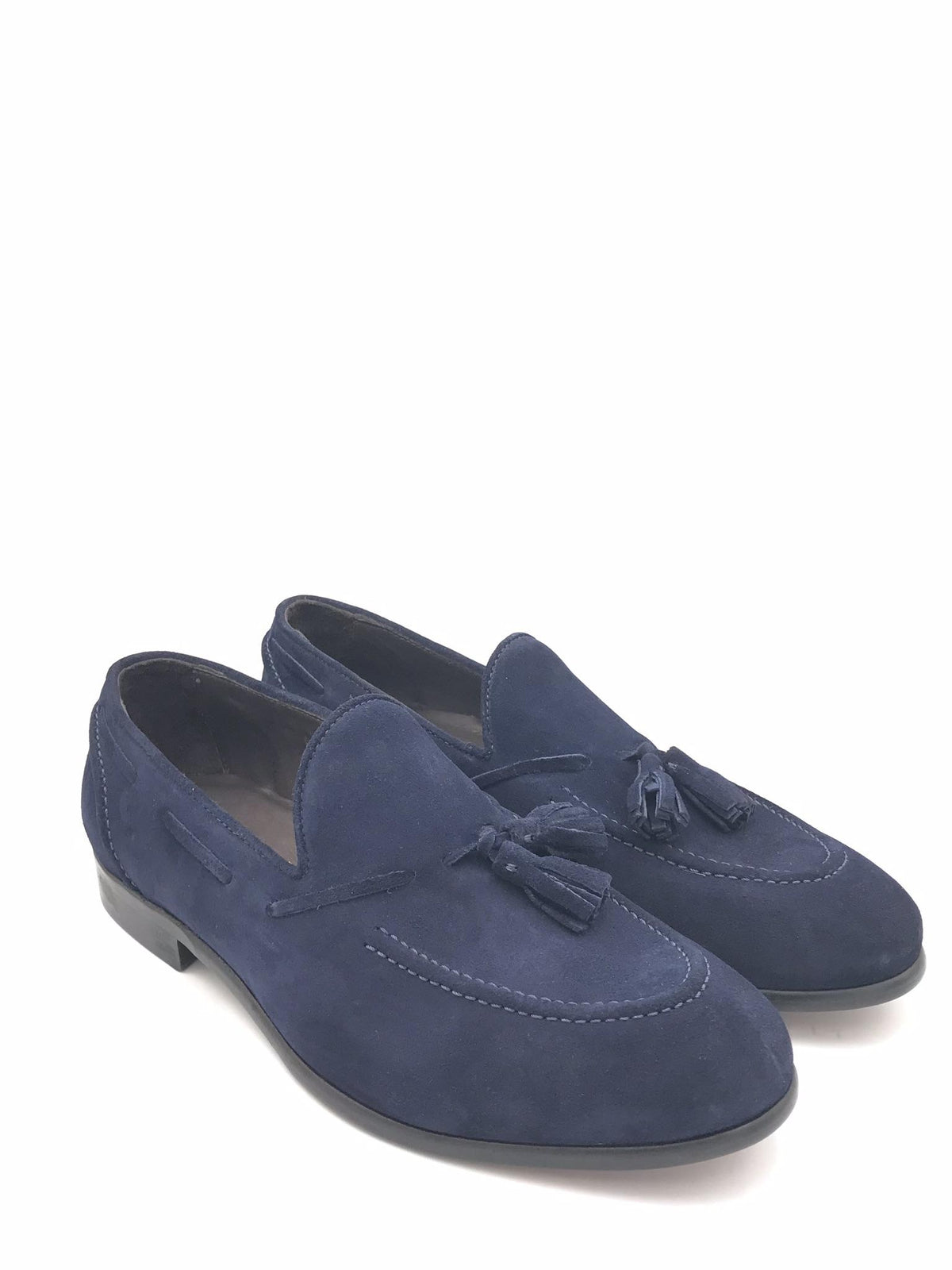 Mocassino elegante uomo in camoscio blu