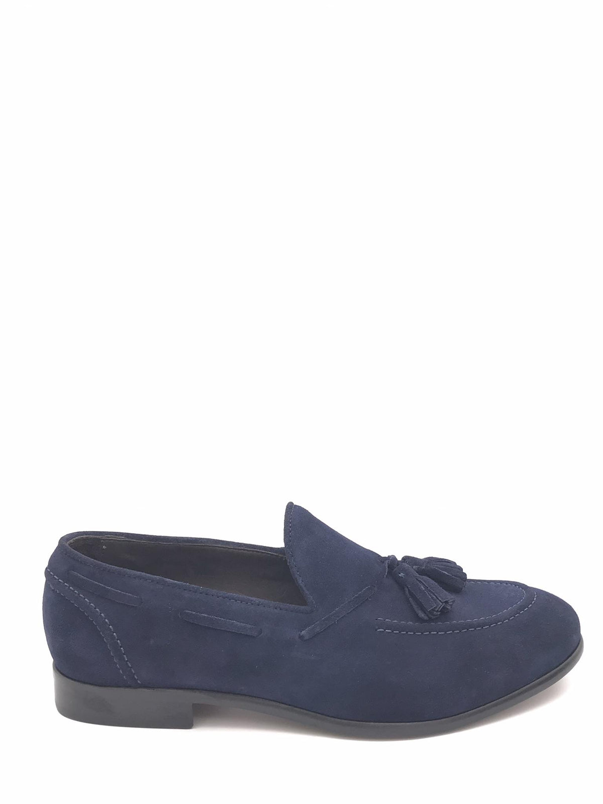 Mocassino elegante uomo in camoscio blu